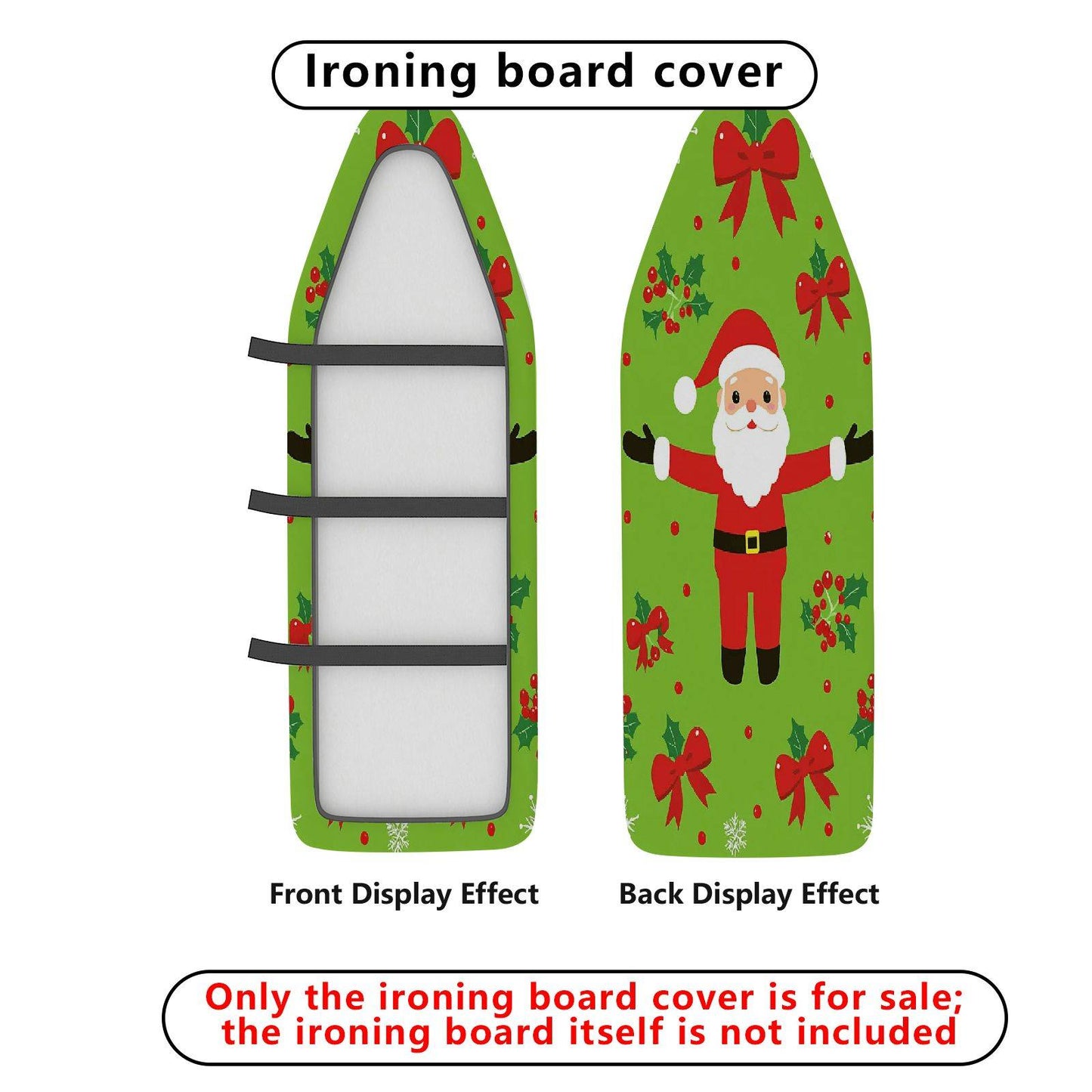 1-Piece Christmas Santa Claus Bowknot Ironing Board Cover, Universal Size, Without Board