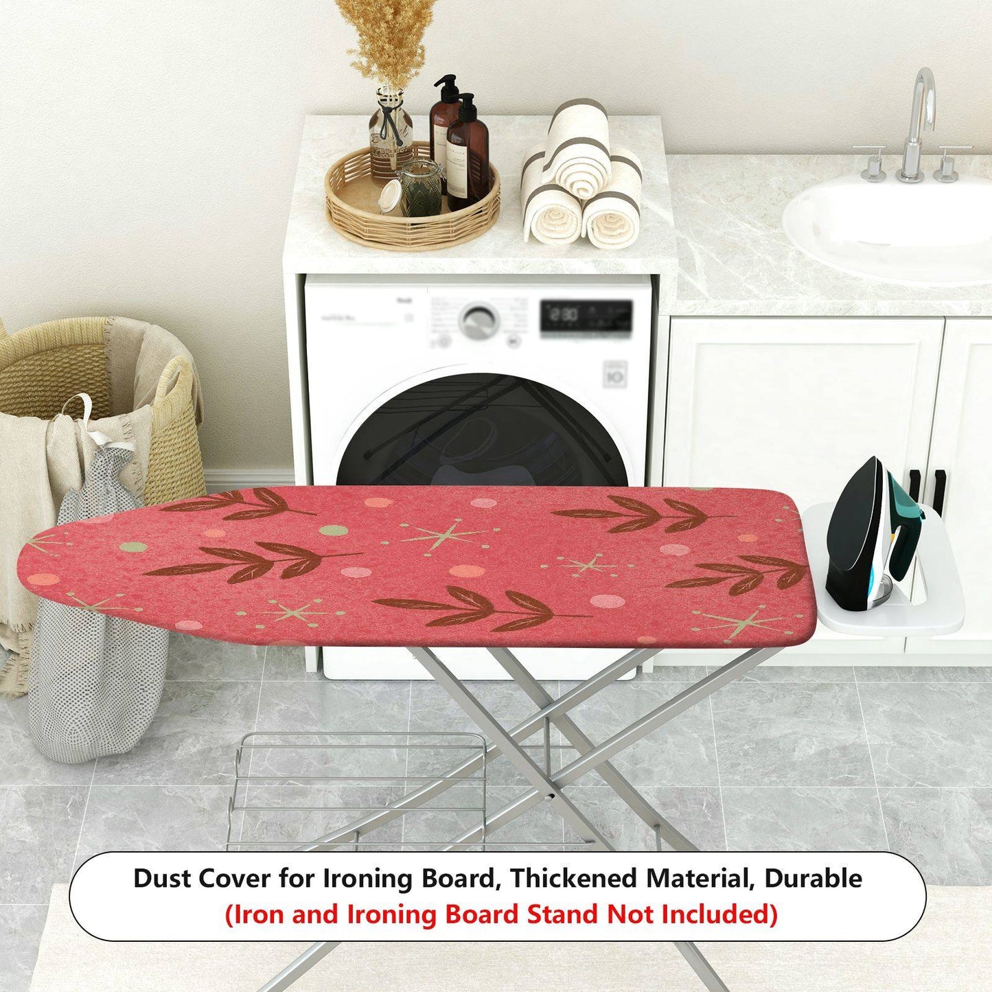 1-Piece Floral Pattern Leaves Christmas Ironing Board Cover, Universal Size, Without Board