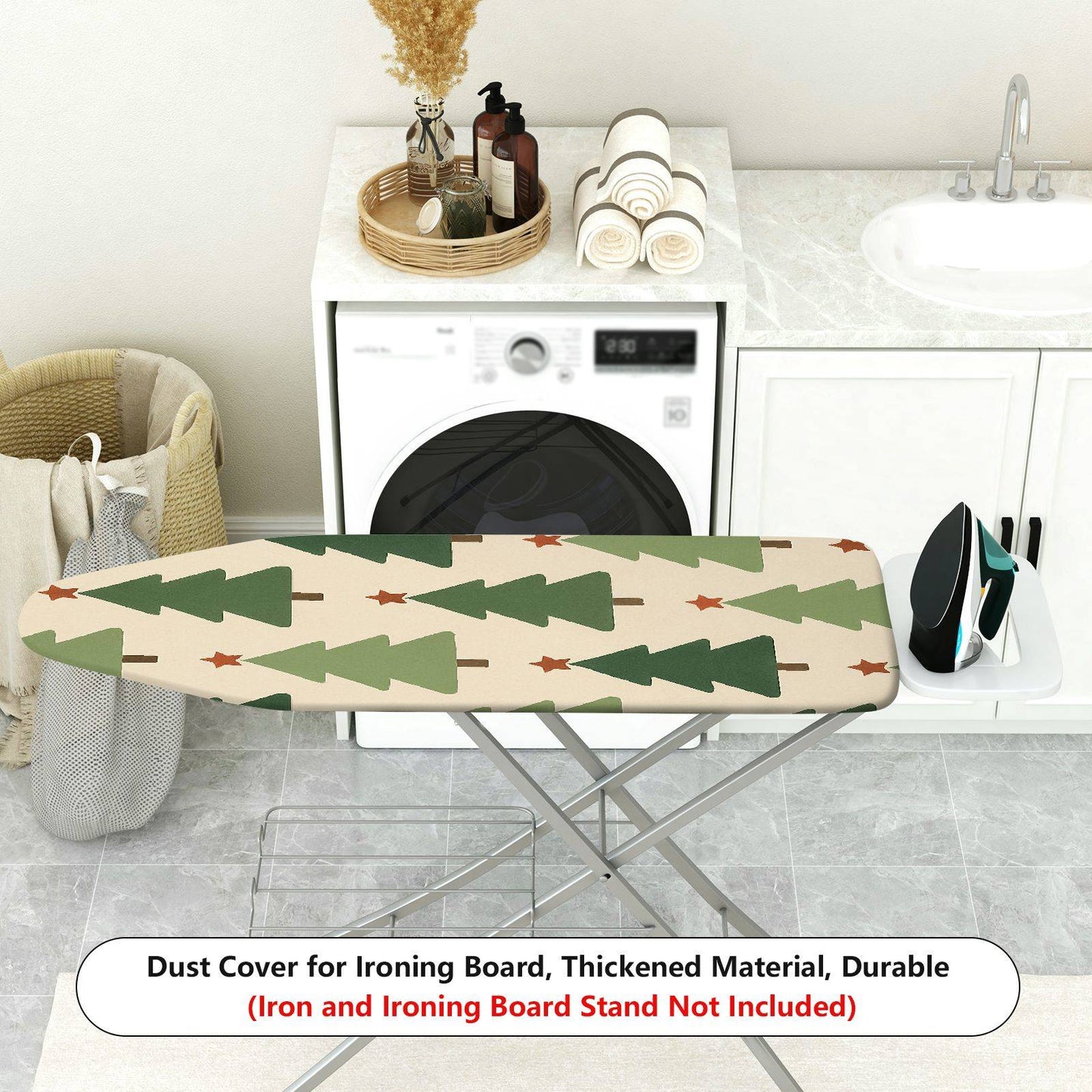 1-Piece Christmas Tree Star Pattern Festive Ironing Board Cover, Universal Size, Without Board