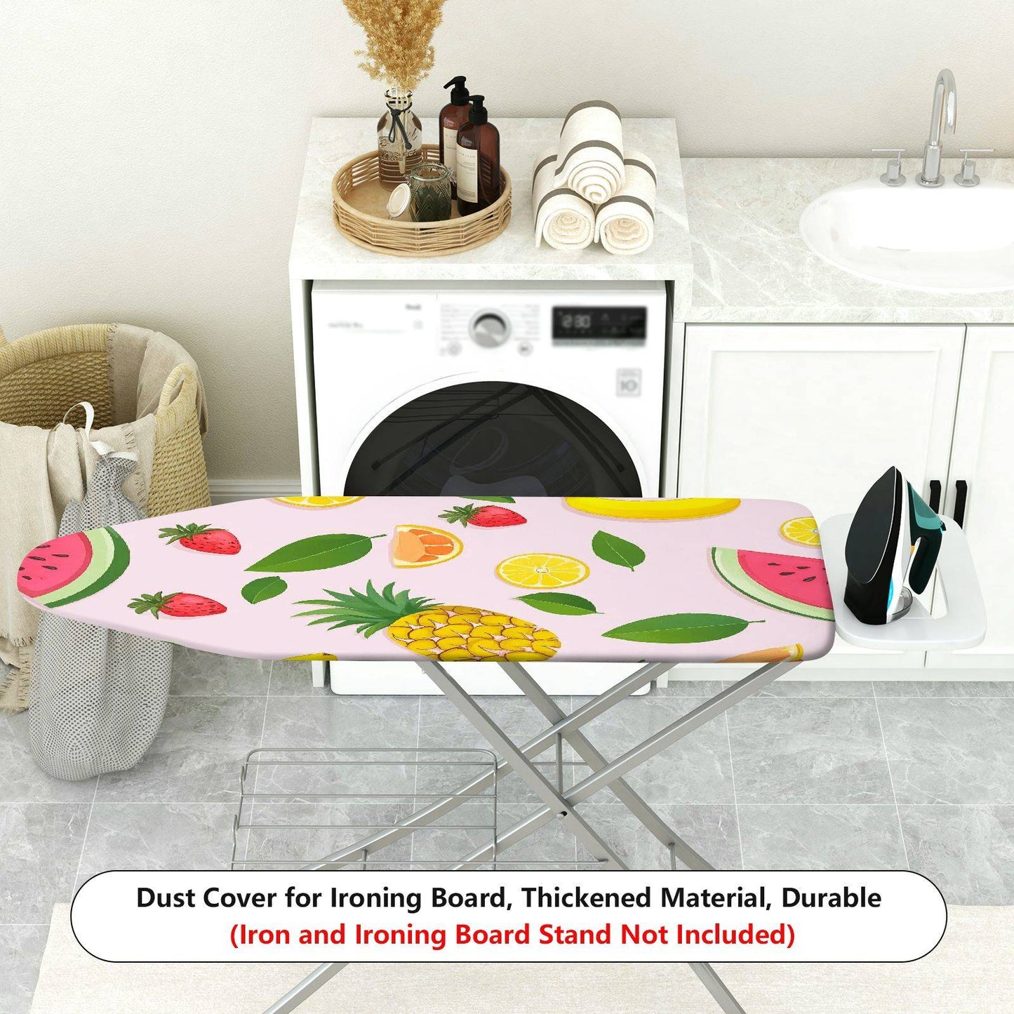 1-Piece Fruit Pattern Strawberry Pineapple Banana Ironing Board Cover, Universal Size, Without Board