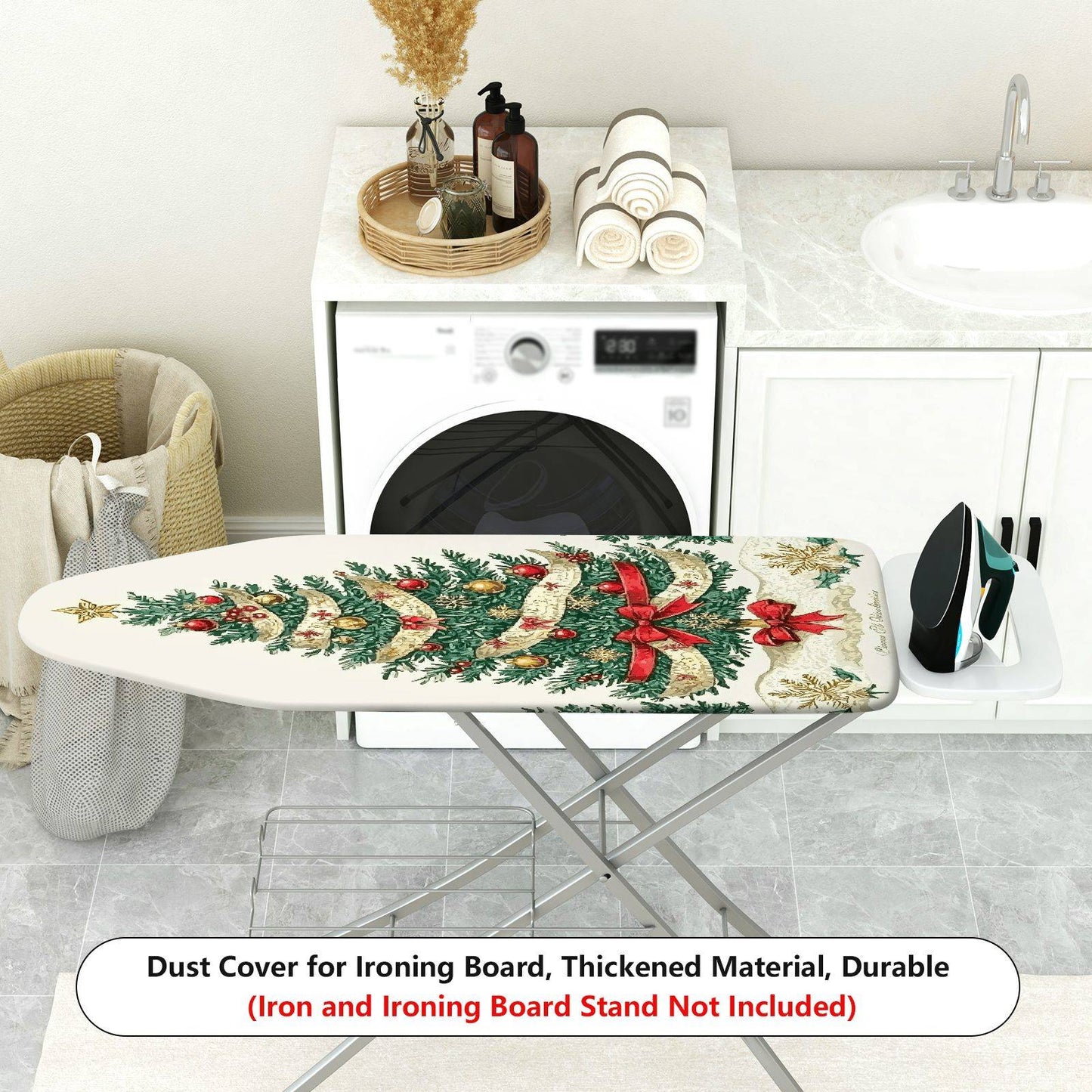 1-Piece Christmas Tree Festive Seasonal Ironing Board Cover, Universal Size, Without Board