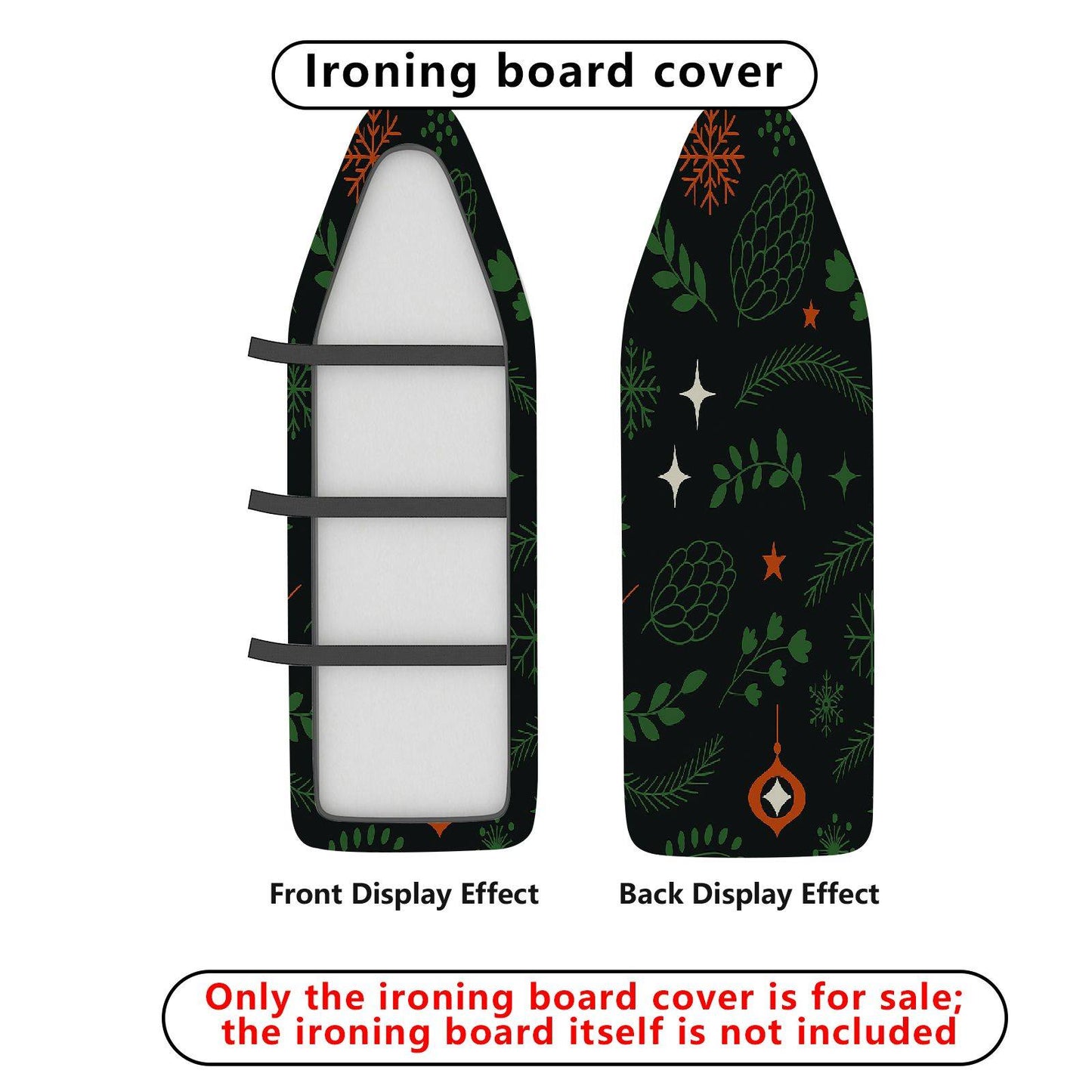 1-Piece Christmas Leaf Star Ironing Board Cover, Universal Size, Without Board