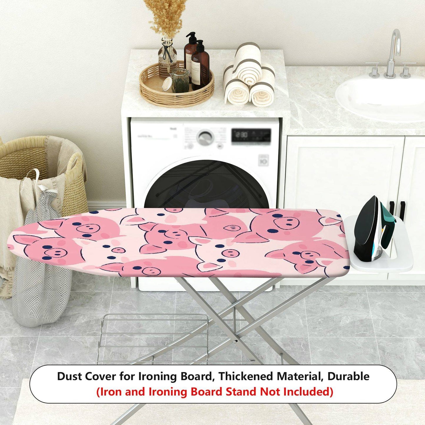 1-Piece Cute Pink Pig Animal Pattern Ironing Board Cover, Universal Size, Without Board