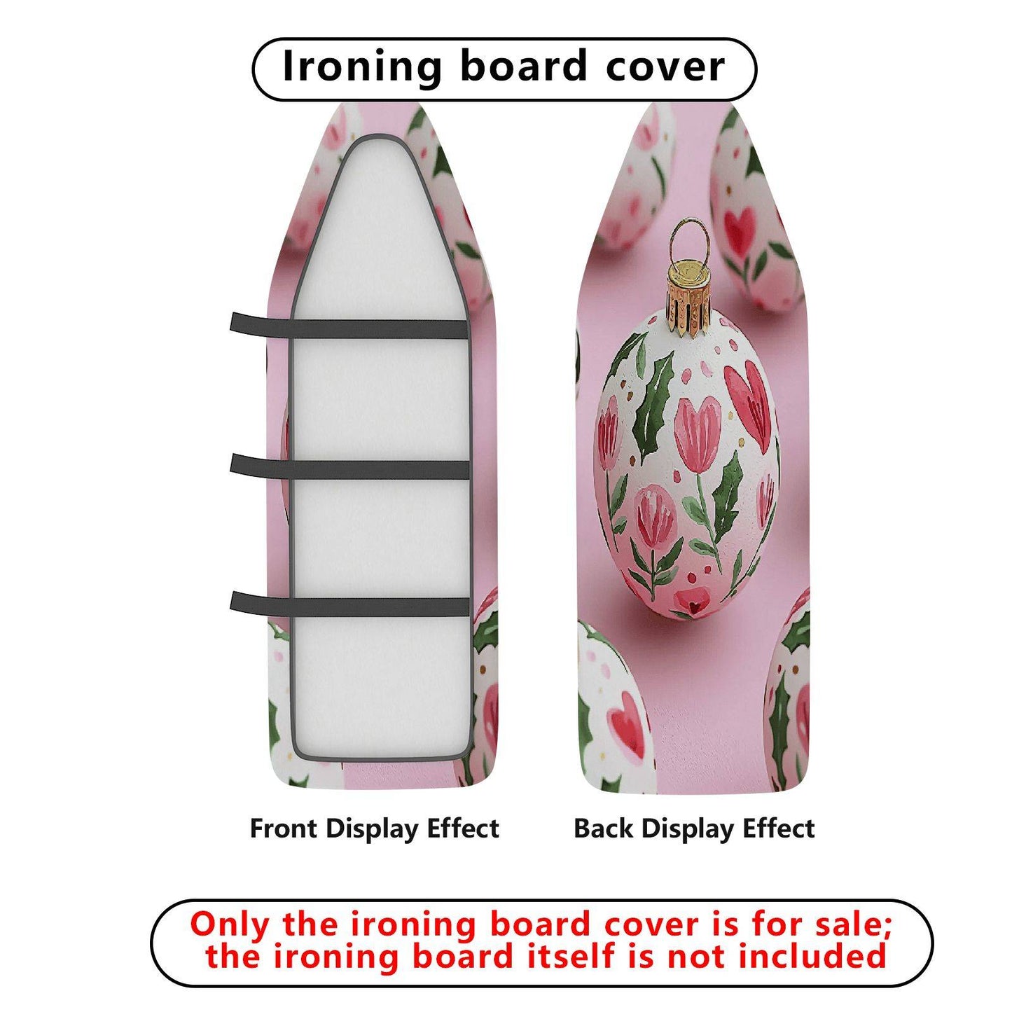 1-Piece Christmas Floral Decorative Ironing Board Cover, Universal Size, Without Board