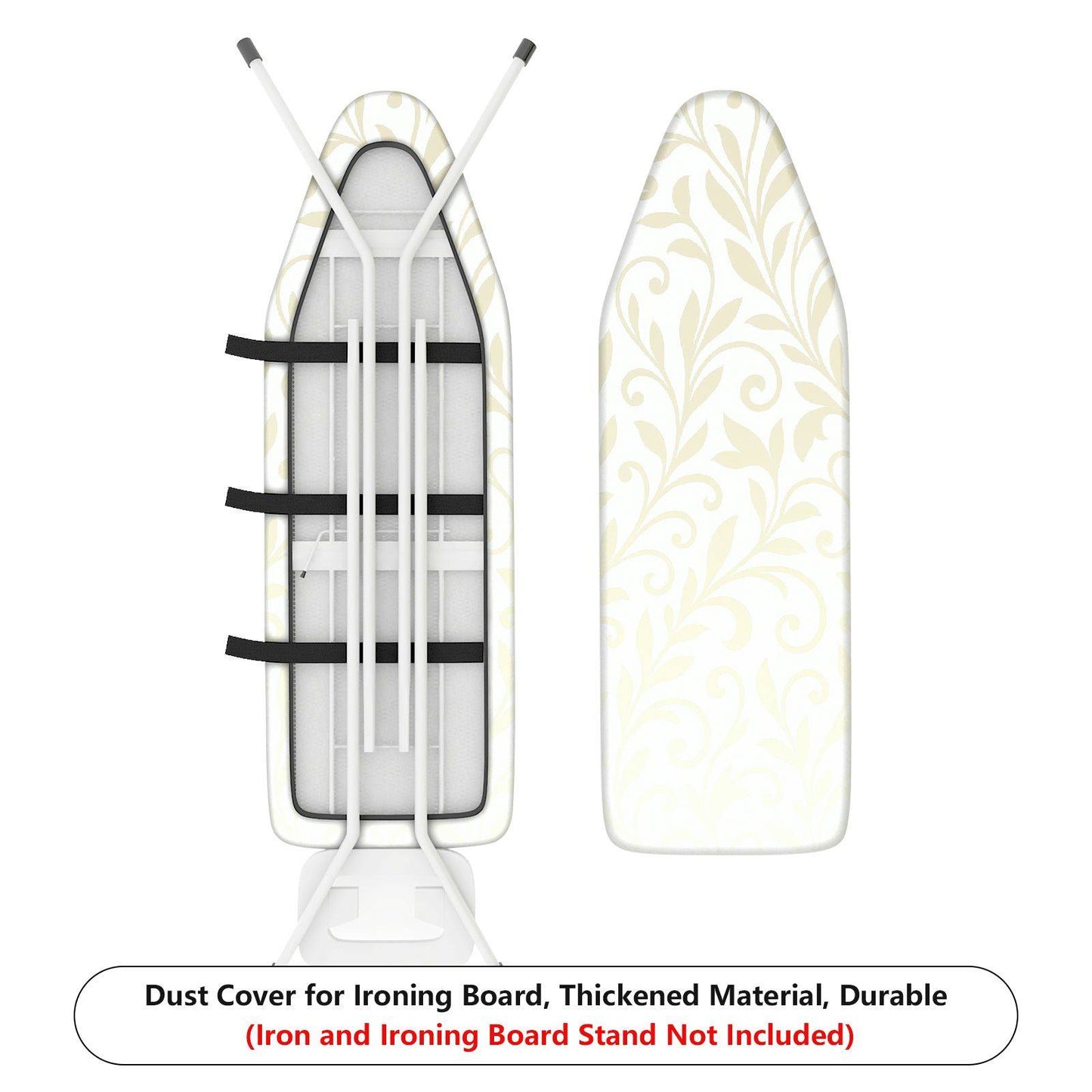 1-Piece Floral Pattern Elegant Beige Ironing Board Cover, Universal Size, Without Board