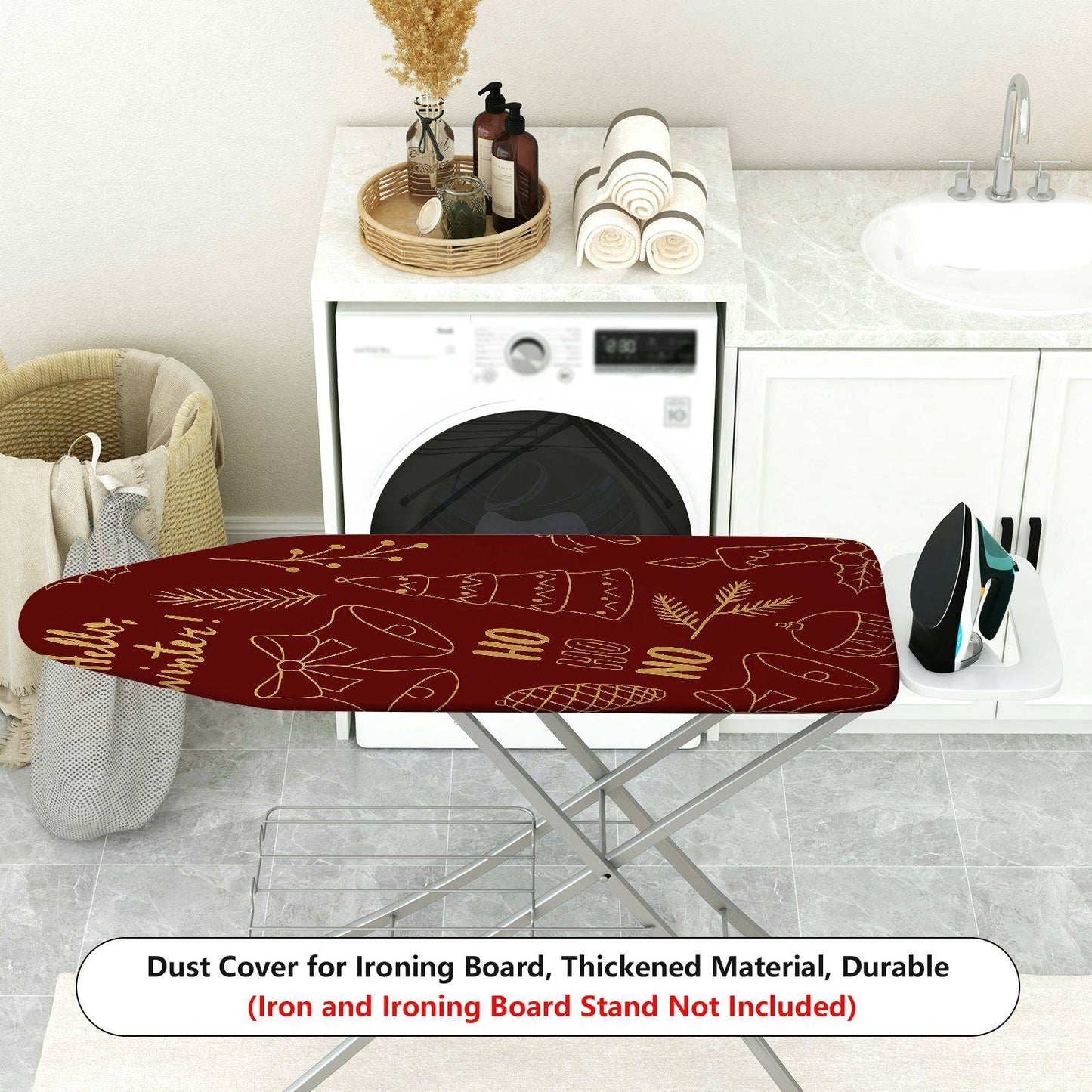 1-Piece Christmas Winter Bell Ironing Board Cover, Universal Size, Without Board