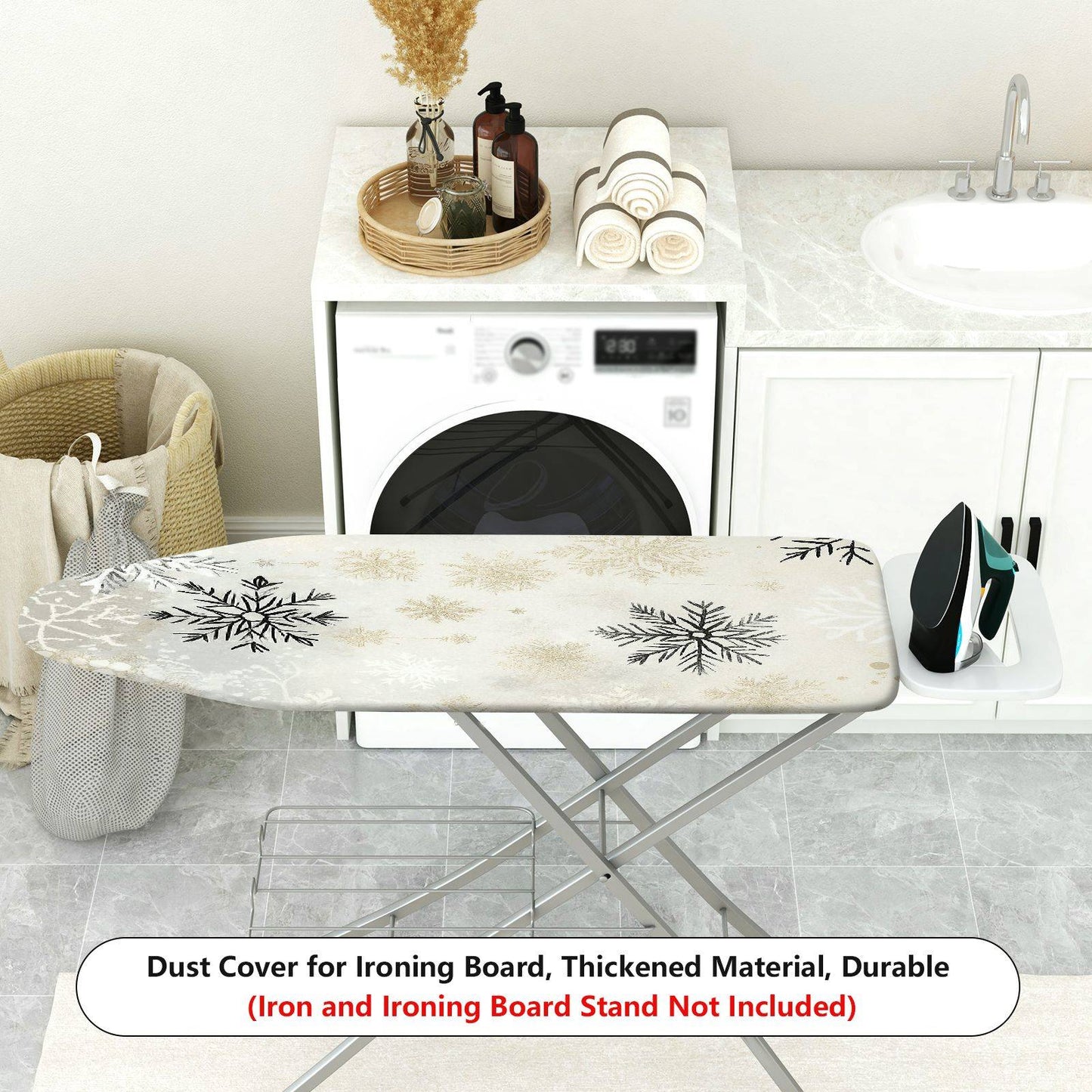 1-Piece Snowflake Christmas Winter Ironing Board Cover, Universal Size, Without Board