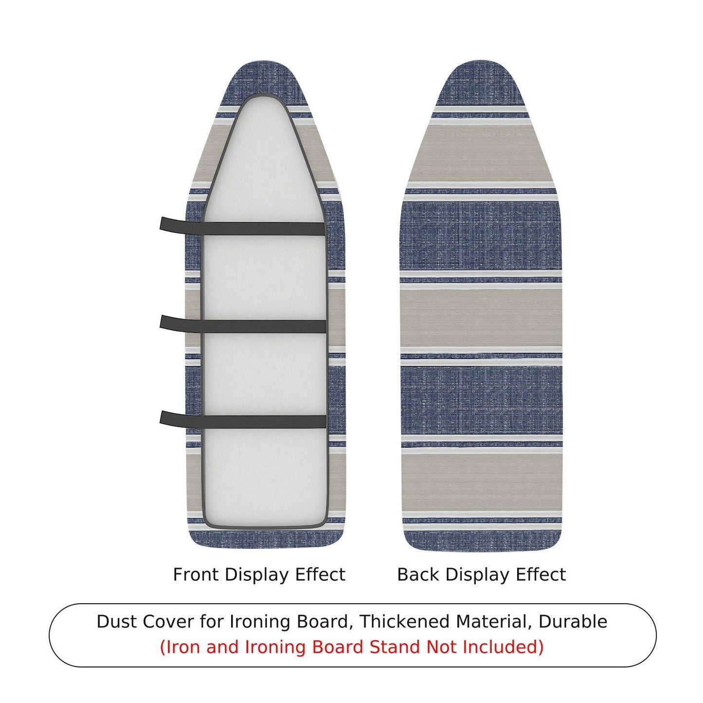 1-Piece Stripe Blue Beige Elegant Ironing Board Cover, Universal Size, Without Board