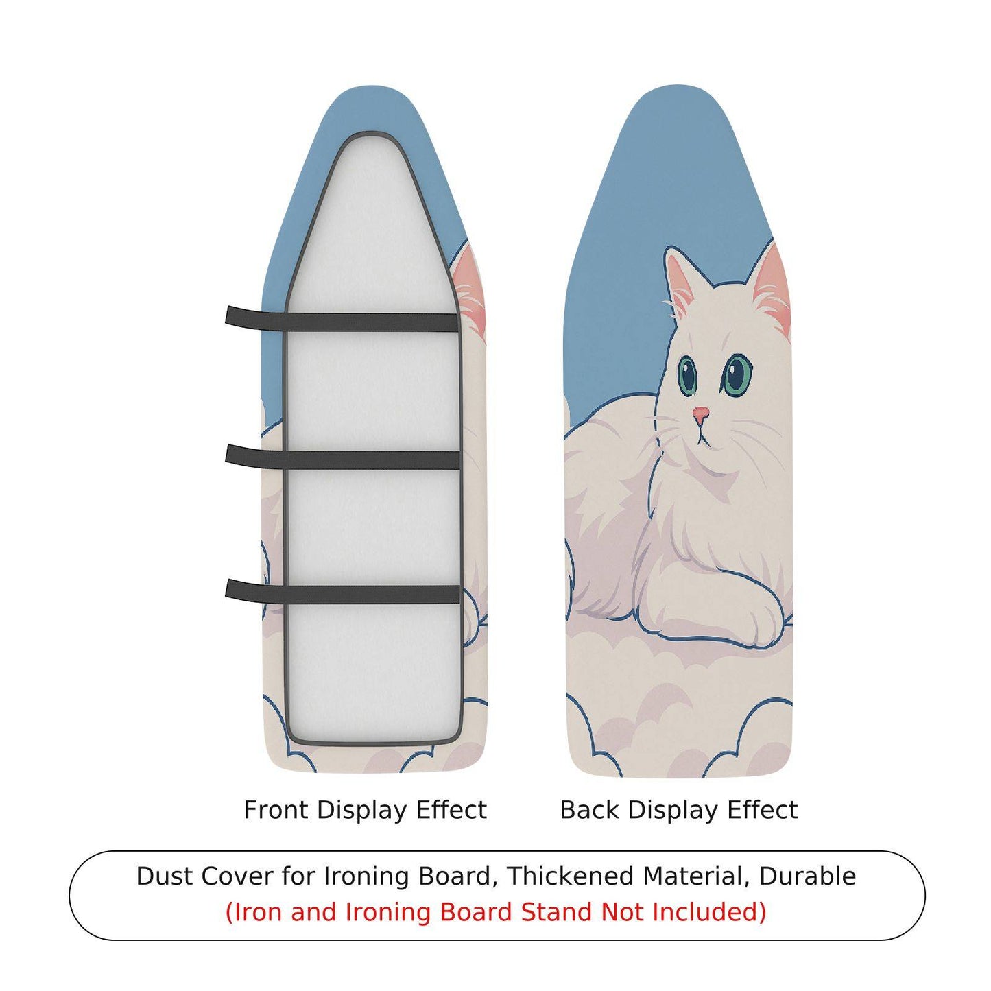 1-Piece Cute Cat Blue Animal Ironing Board Cover, Universal Size, Without Board