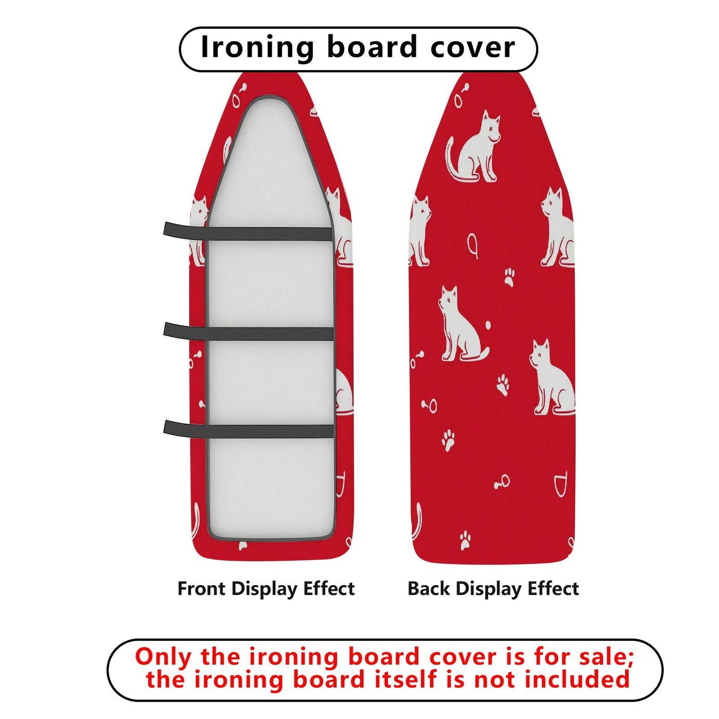 1-Piece Cat Paw Red Cute Ironing Board Cover, Universal Size, Without Board