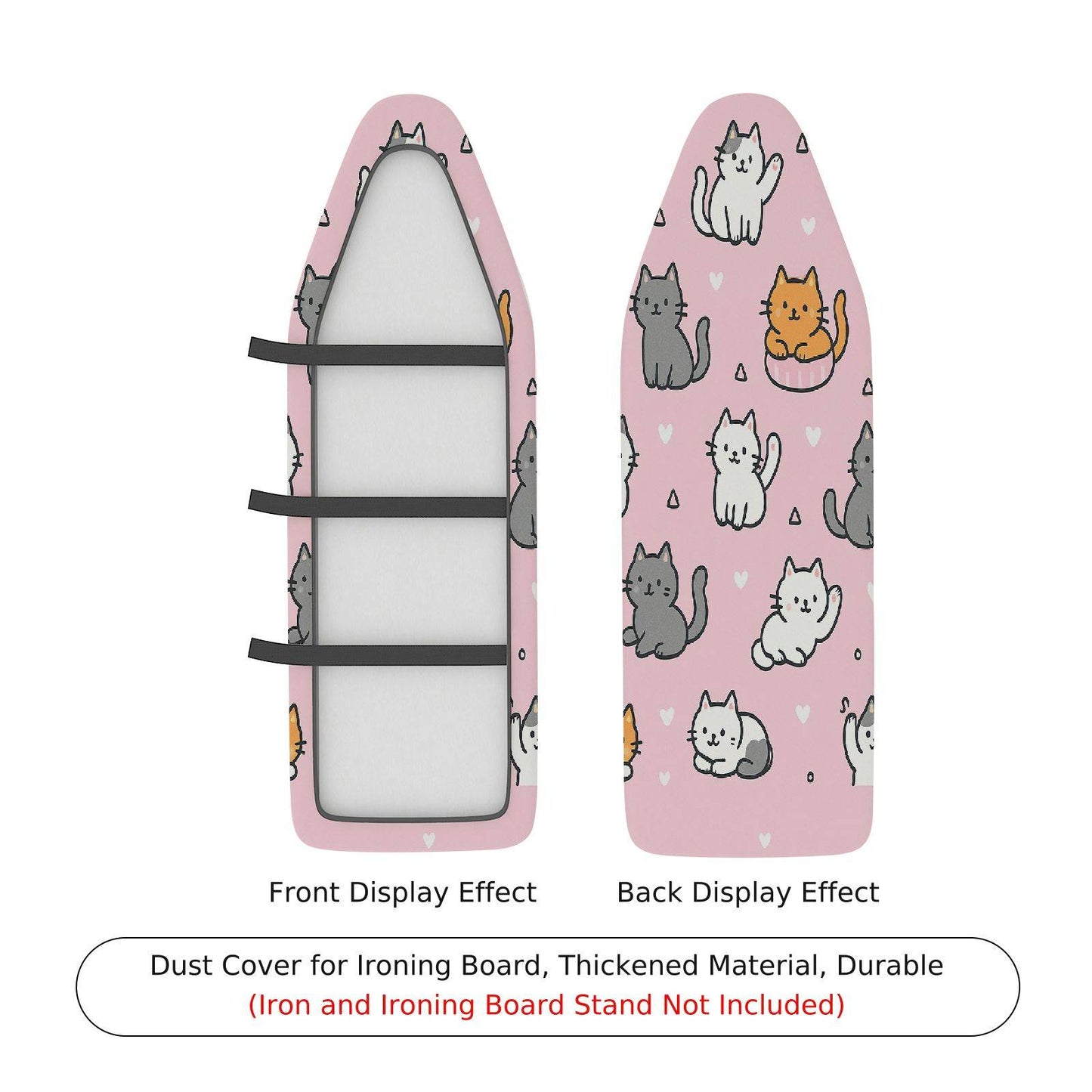 1-Piece Cute Cat Heart Pink Ironing Board Cover, Universal Size, Without Board