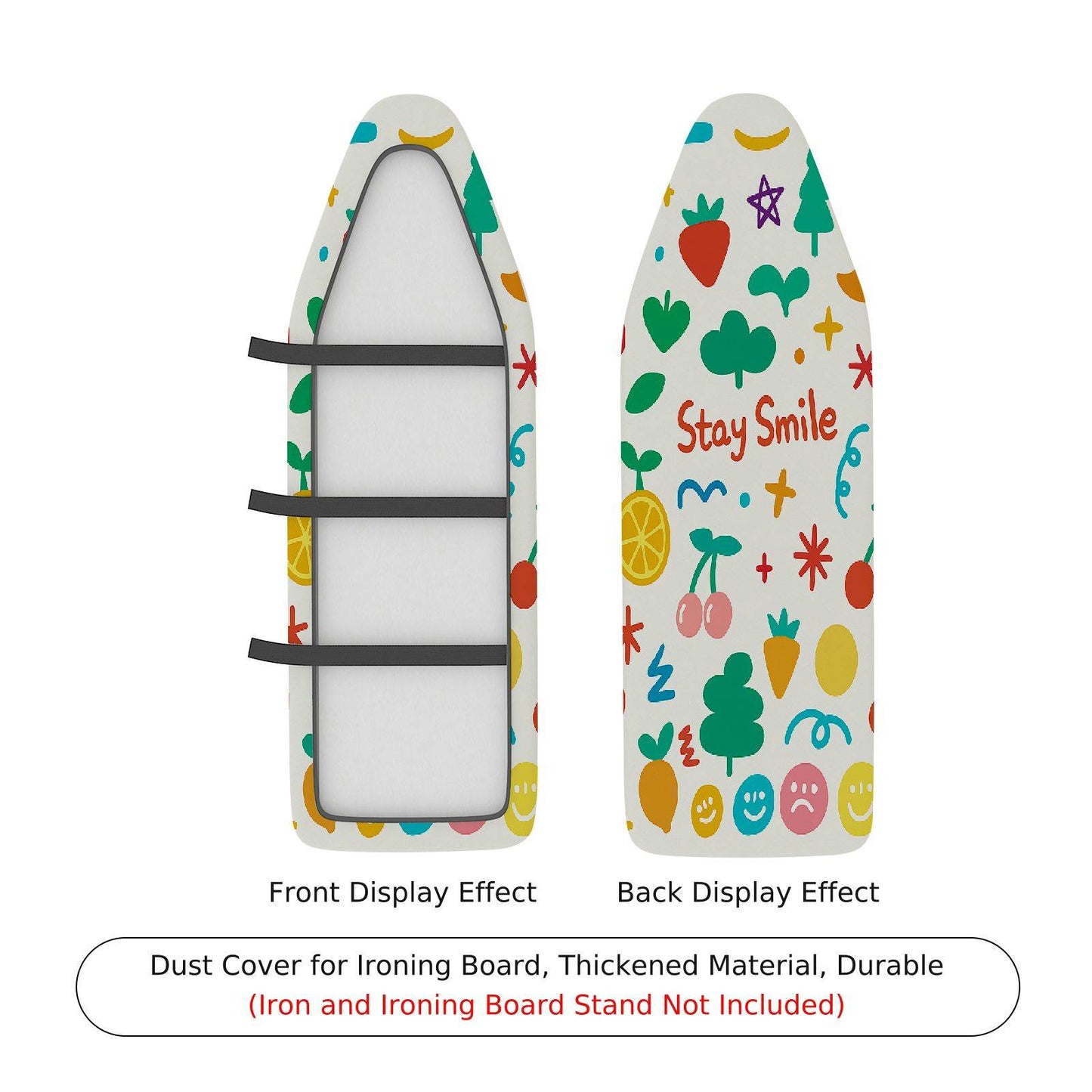 1-Piece Colorful Smiley Fruits Ironing Board Cover, Universal Size, Without Board