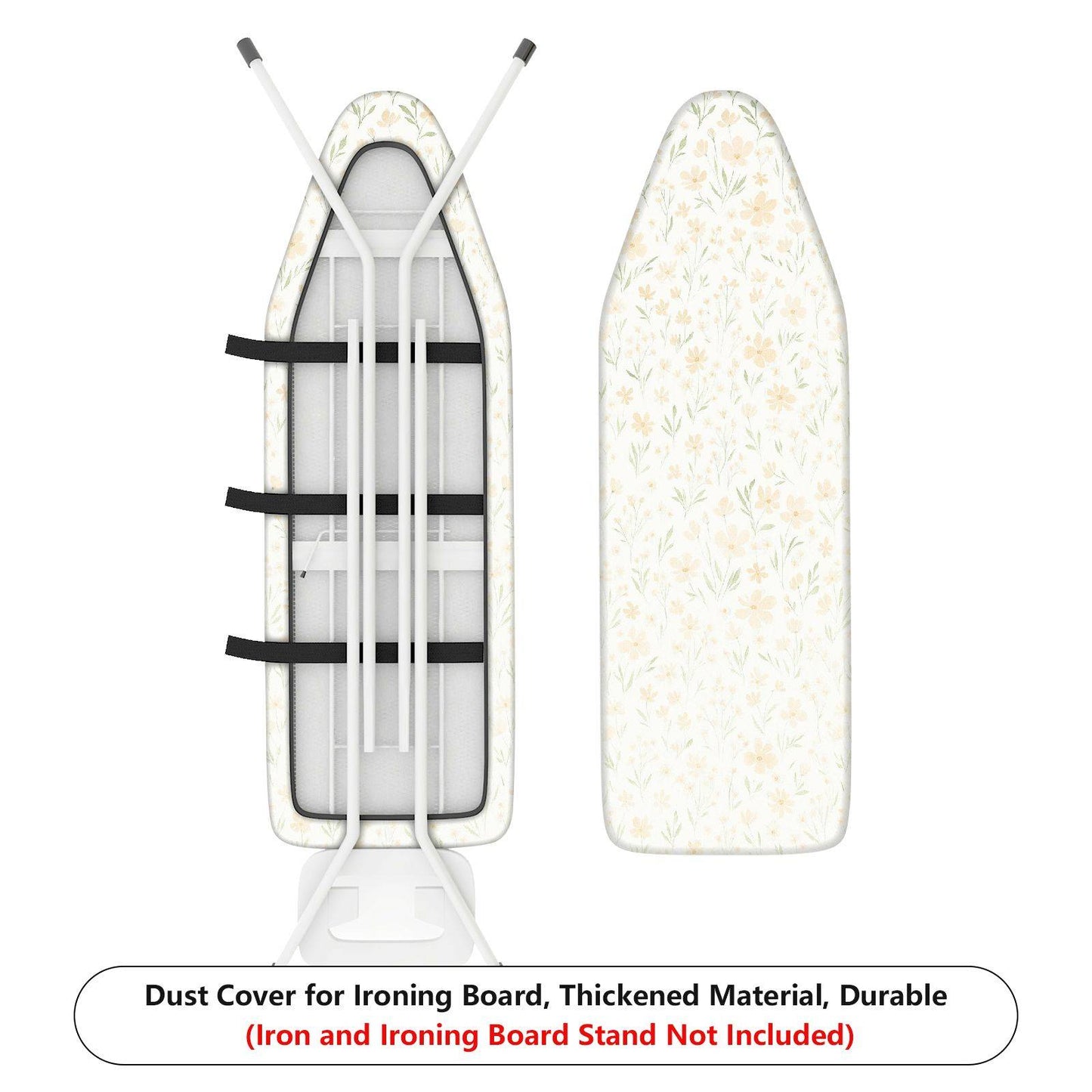 1-Piece Floral Pattern Beige Elegant Ironing Board Cover, Universal Size, Without Board