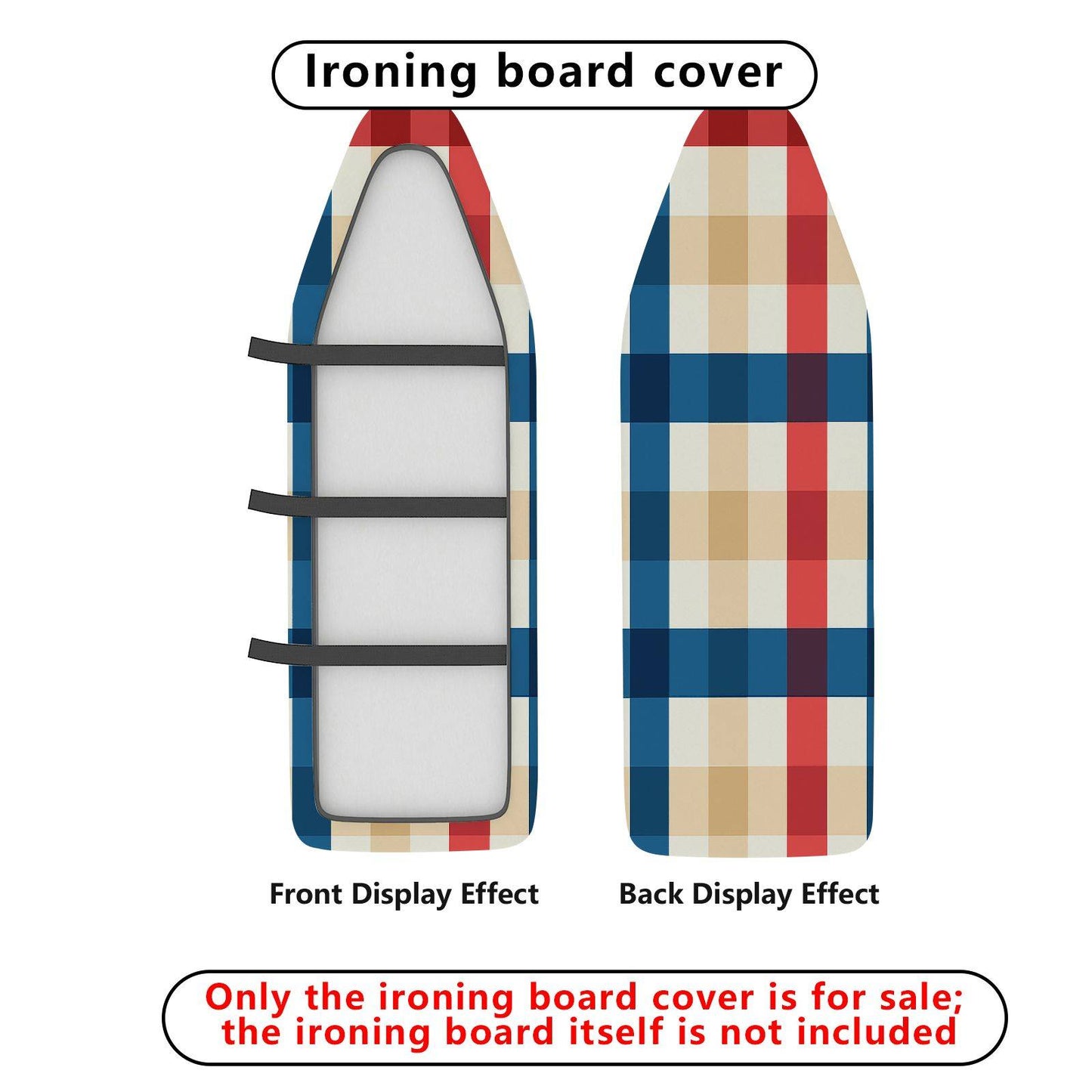 1-Piece Plaid Checkered Colorful Ironing Board Cover, Universal Size, Without Board