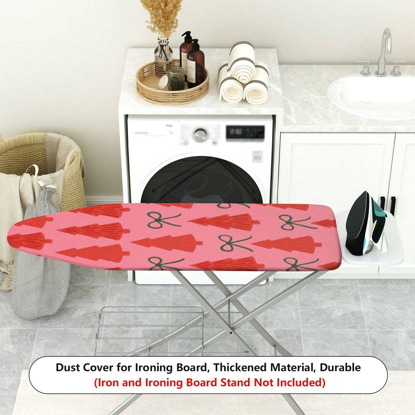 1-Piece Christmas Tree Bowknot Red Ironing Board Cover, Universal Size, Without Board