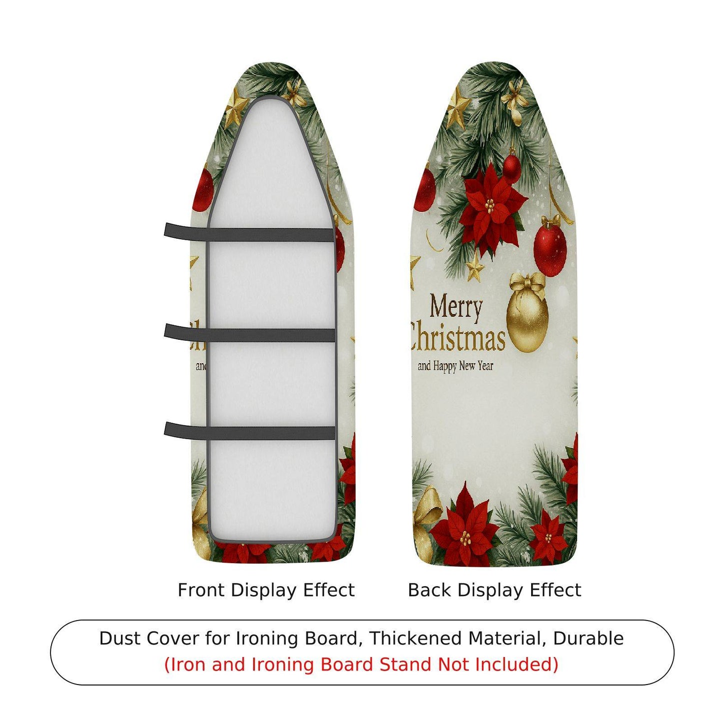 1-Piece Christmas Poinsettia Ornaments Ironing Board Cover, Universal Size, Without Board