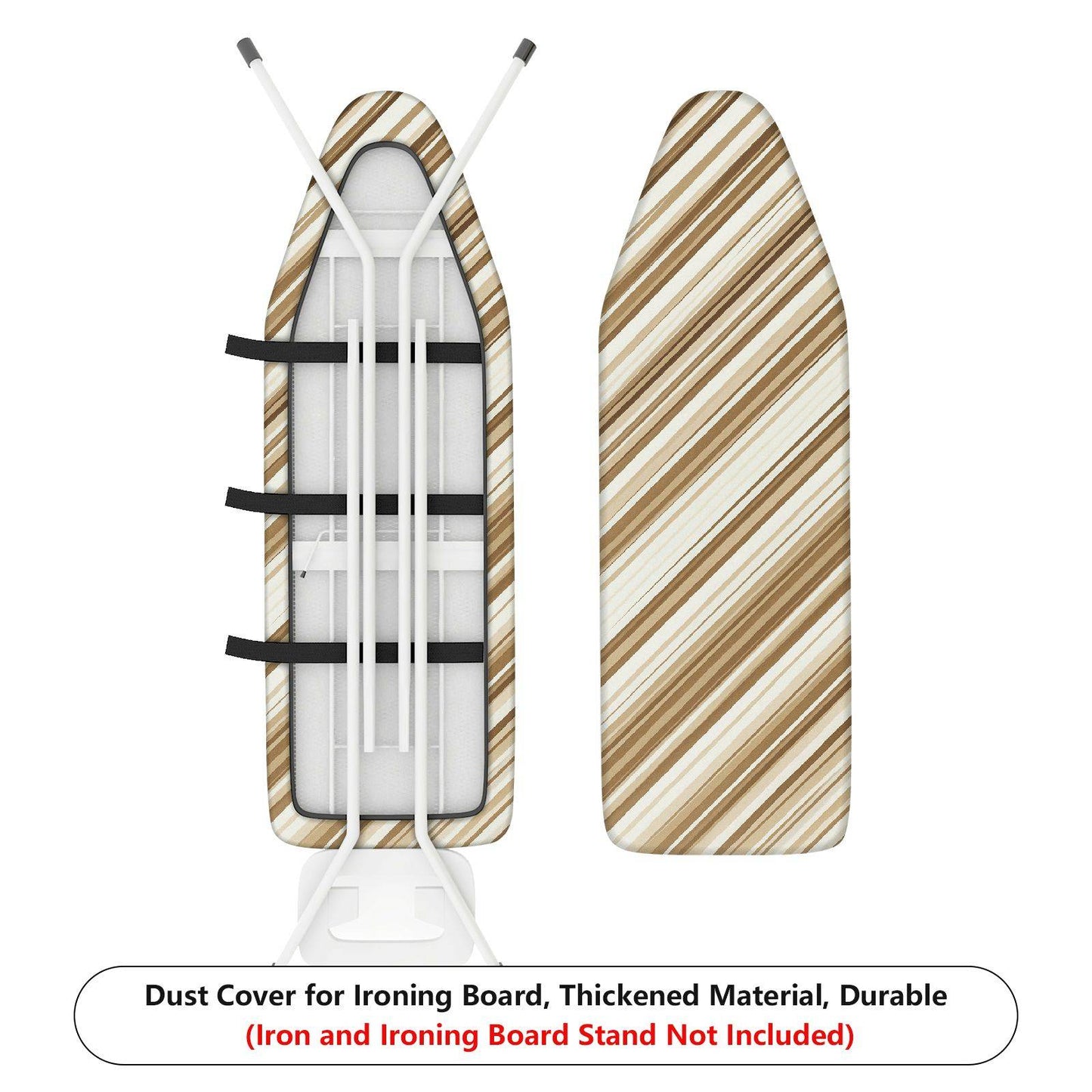 1-Piece Striped Beige Brown Pattern Ironing Board Cover, Universal Size, Without Board