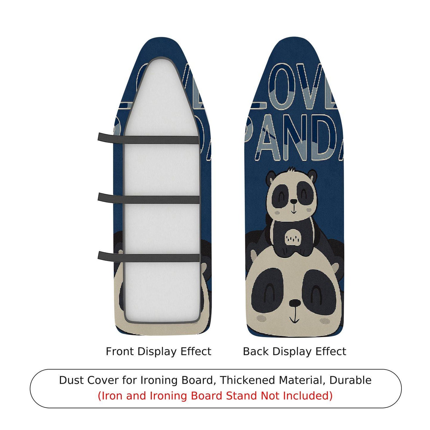 1-Piece Love Panda Blue Cute Ironing Board Cover, Universal Size, Without Board