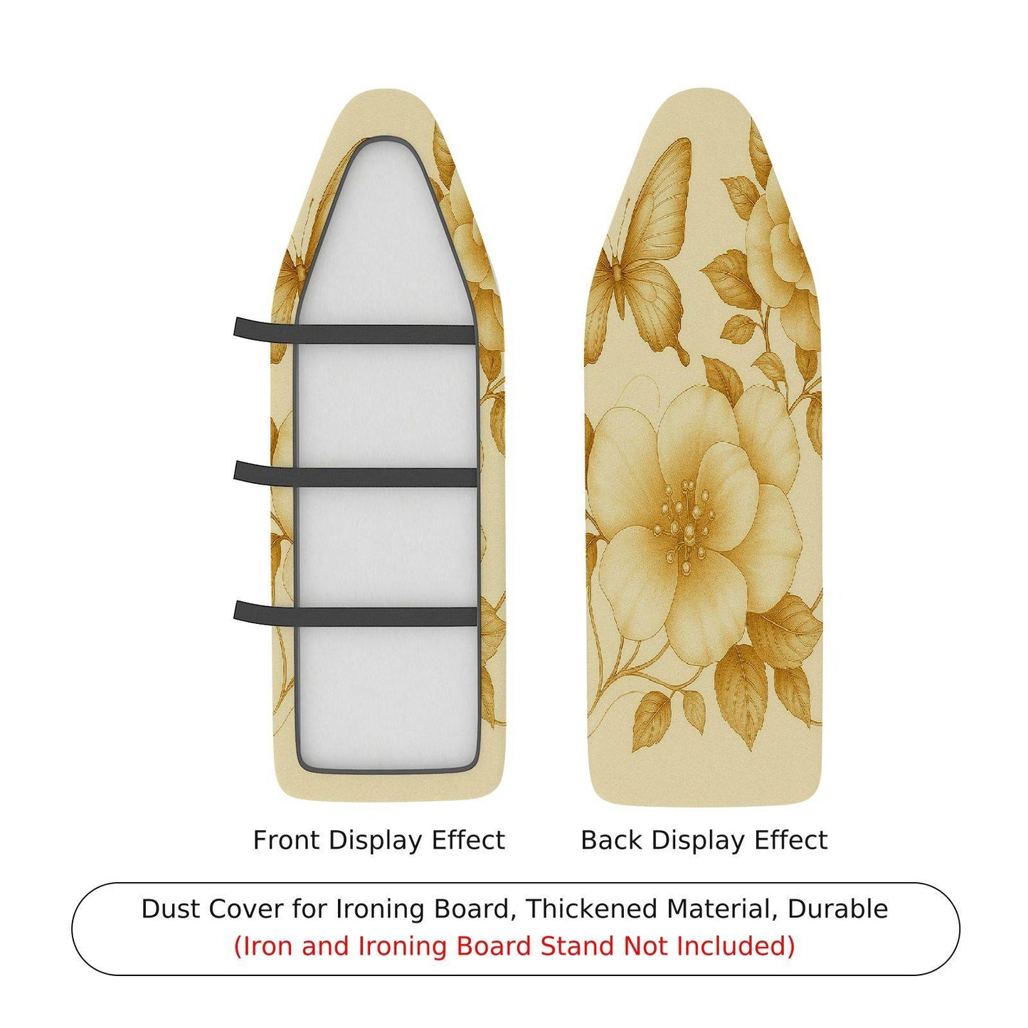 1-Piece Floral Beige Gold Ironing Board Cover, Universal Size, Without Board