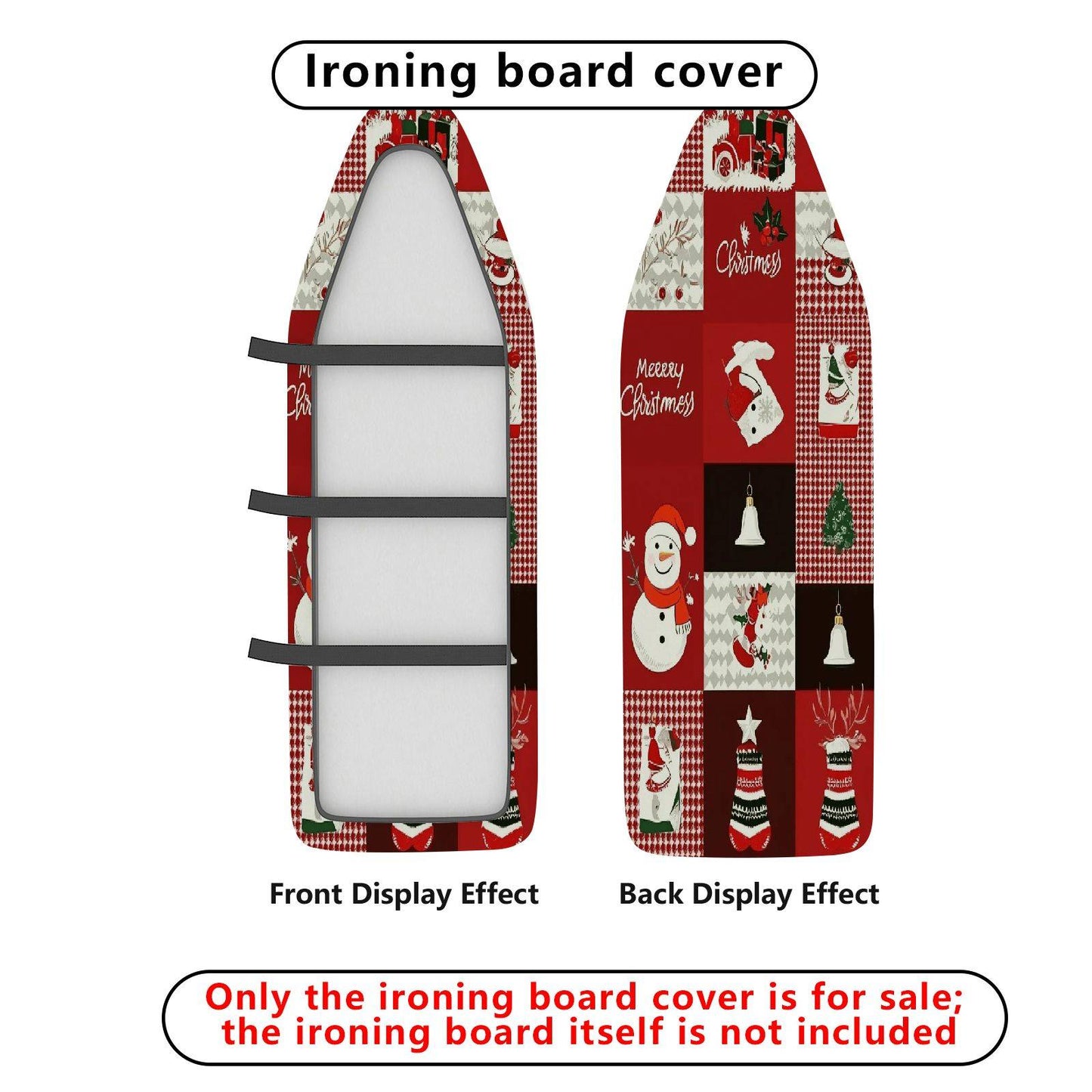 1-Piece Christmas Santa Bell Ironing Board Cover, Universal Size, Without Board
