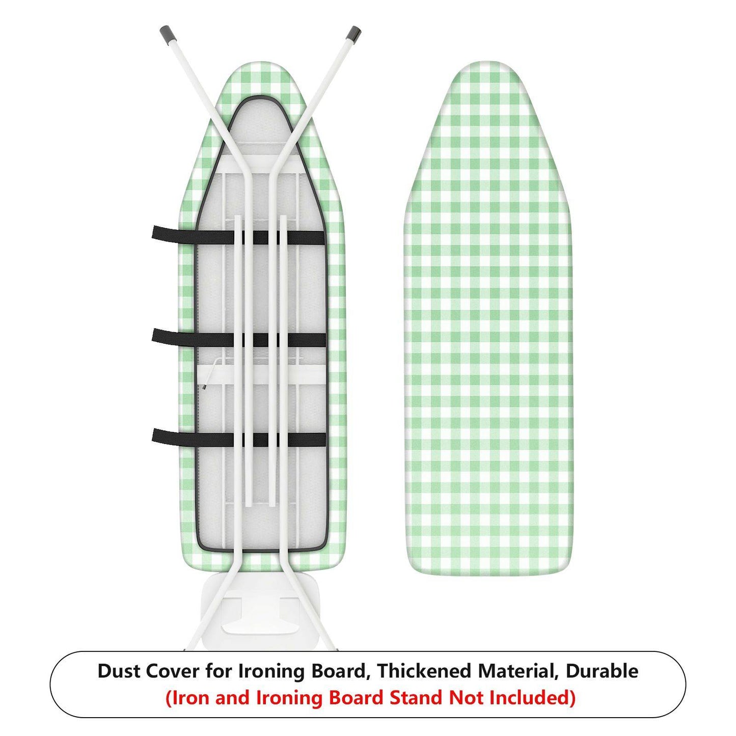1-Piece Plaid Green Checkered Ironing Board Cover, Universal Size, Without Board