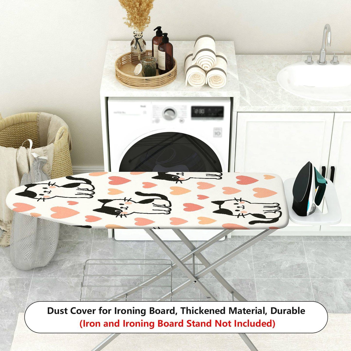 1-Piece Cute Cat Heart Pattern Ironing Board Cover, Universal Size, Without Board