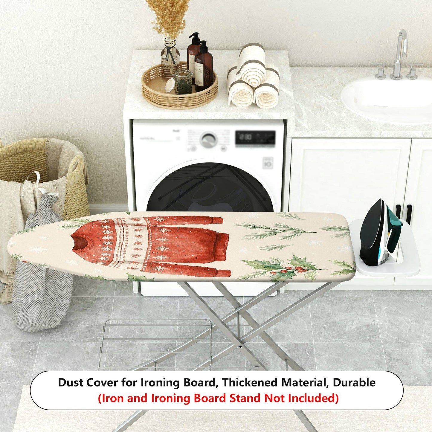 1-Piece Christmas Sweater Holly Decorative Ironing Board Cover, Universal Size, Without Board