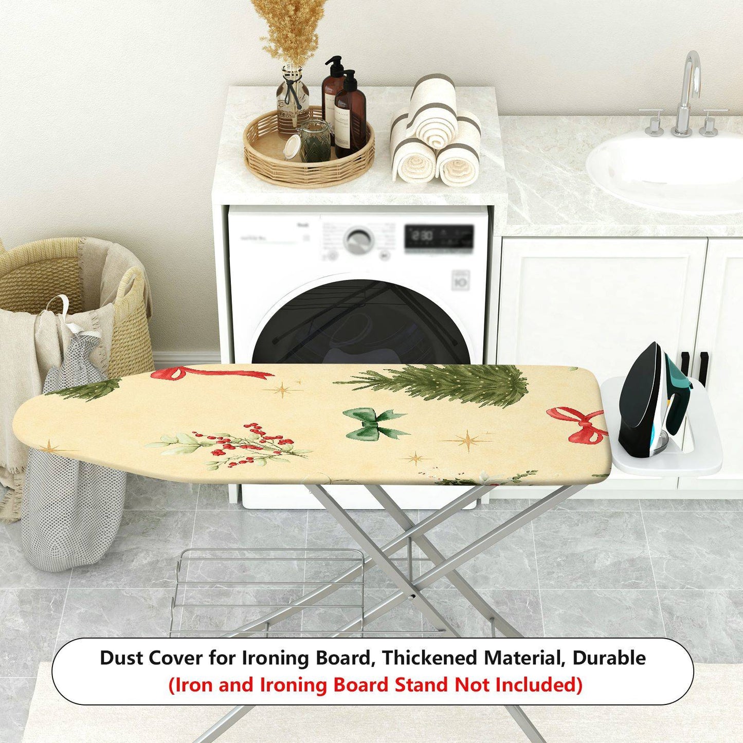 1-Piece Christmas Tree Holly Ribbon Ironing Board Cover, Universal Size, Without Board