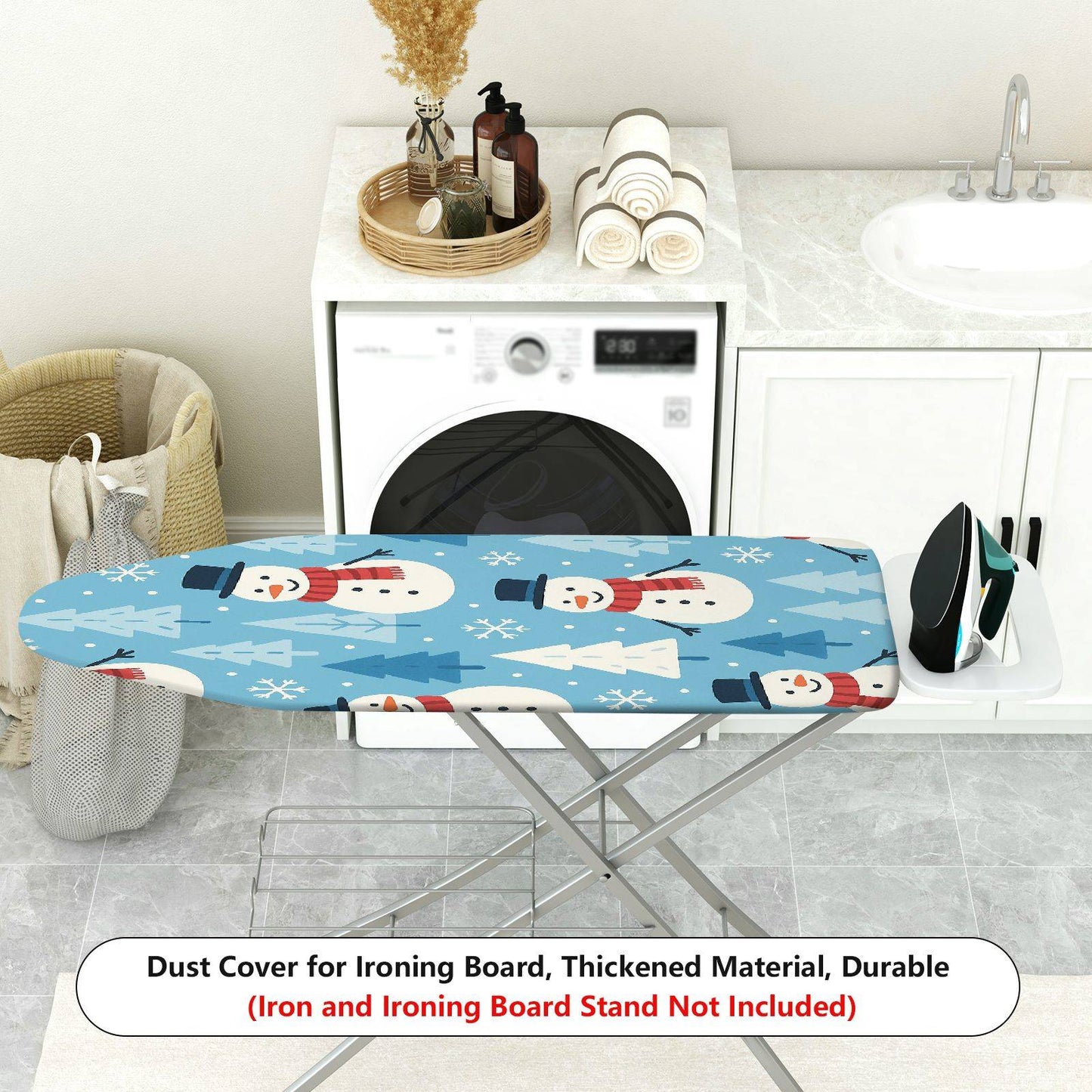 1-Piece Snowman Christmas Tree Winter Ironing Board Cover, Universal Size, Without Board