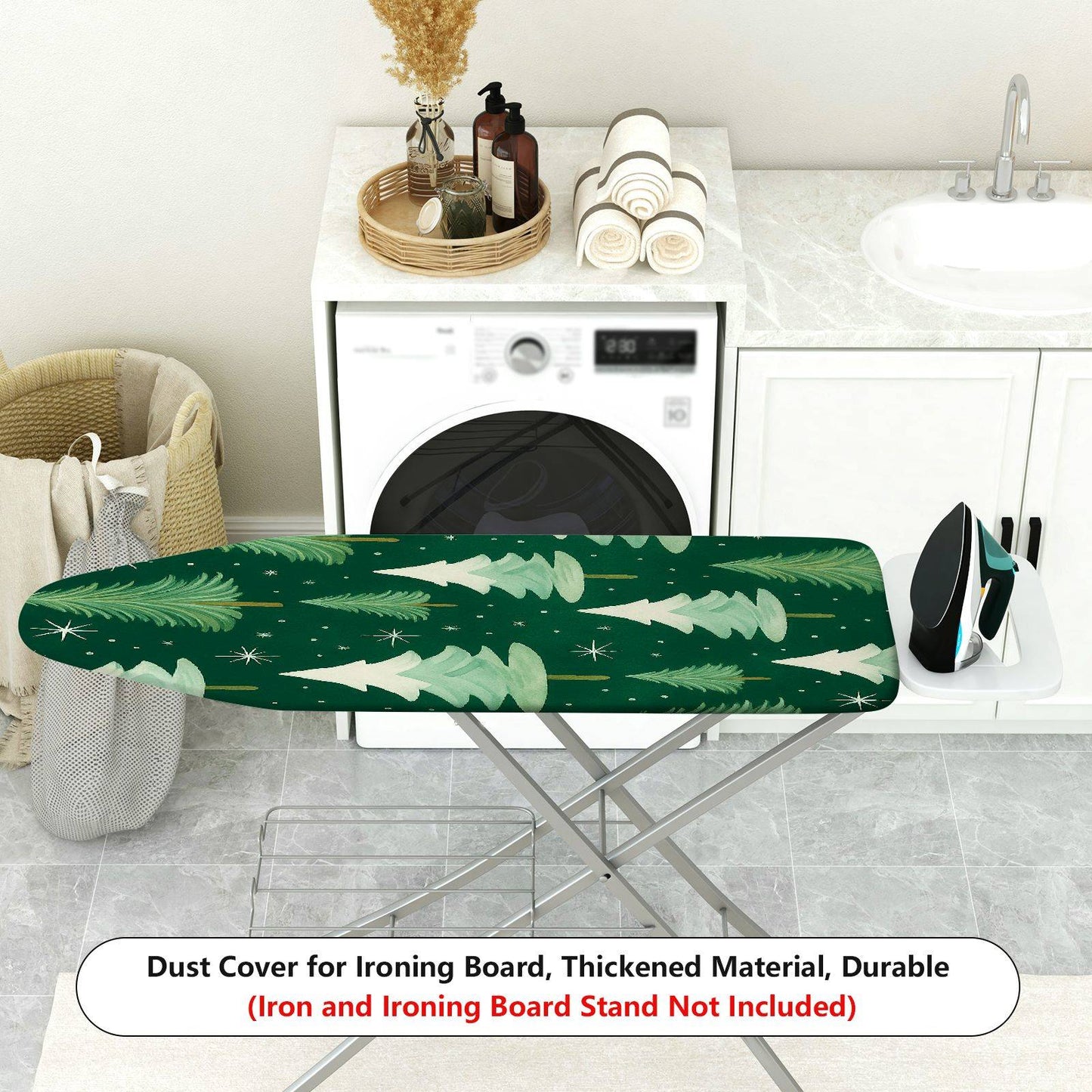 1-Piece Christmas Trees Green Stars Ironing Board Cover, Universal Size, Without Board
