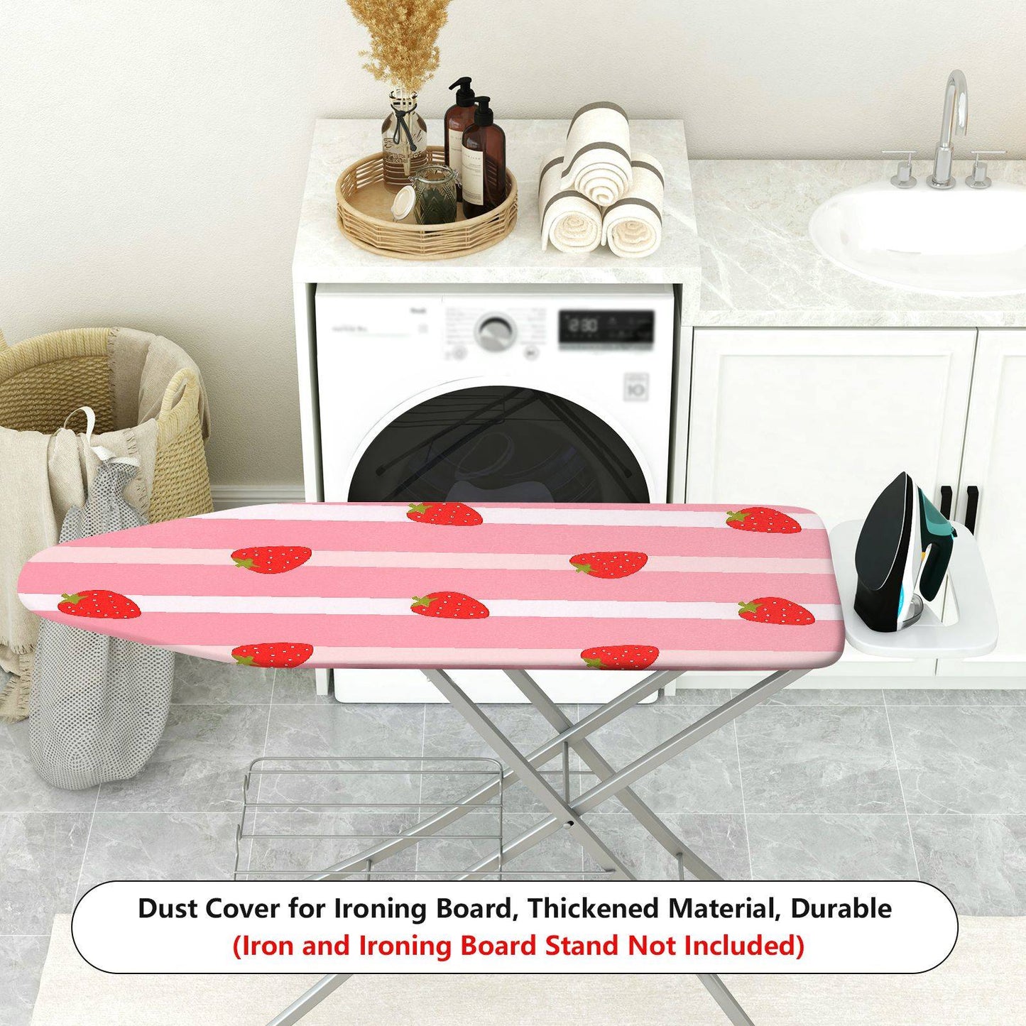 1-Piece Strawberry Fruits Pink Ironing Board Cover, Universal Size, Without Board