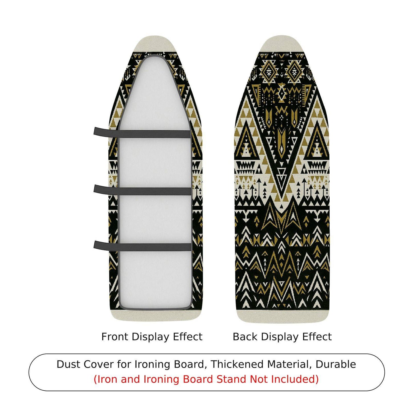 1-Piece Geometric Black Beige Pattern Ironing Board Cover, Universal Size, Without Board