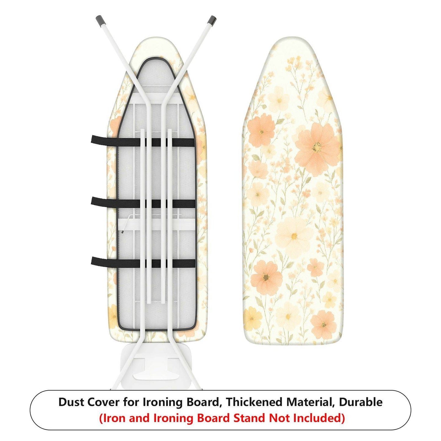 1-Piece Pastoral Floral Beige Ironing Board Cover, Universal Size, Without Board