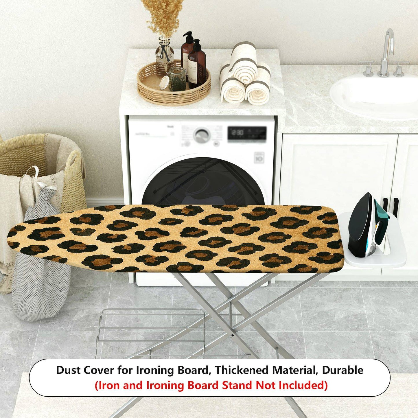 1-Piece Leopard Animal Pattern Beige Ironing Board Cover, Universal Size, Without Board