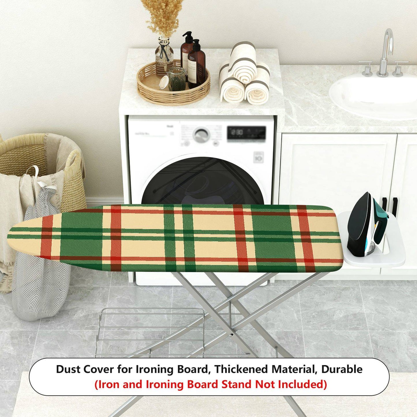 1-Piece Plaid Pattern Check Design Vintage Theme Ironing Board Cover, Universal Size, Without Board