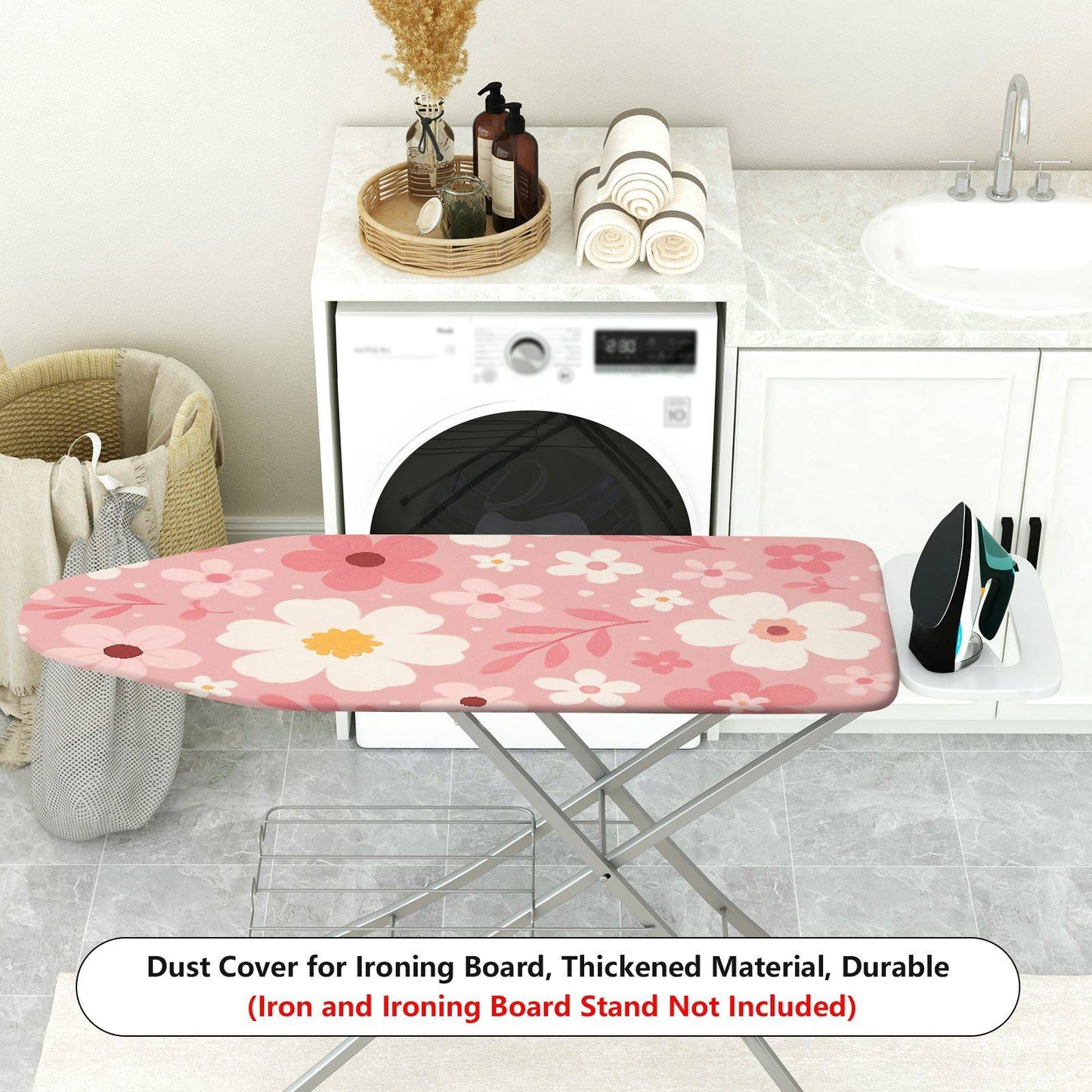 1-Piece Floral Pink Pattern Cute Ironing Board Cover, Universal Size, Without Board