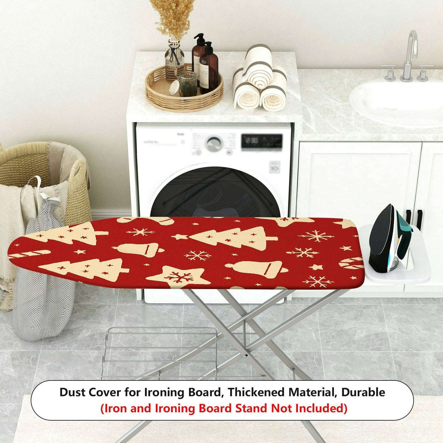 1-Piece Christmas Tree Bell Snowflake Ironing Board Cover, Universal Size, Without Board