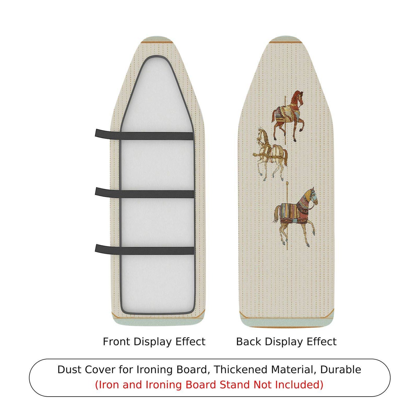 1-Piece Horse Pattern Beige Embroidery Ironing Board Cover, Universal Size, Without Board