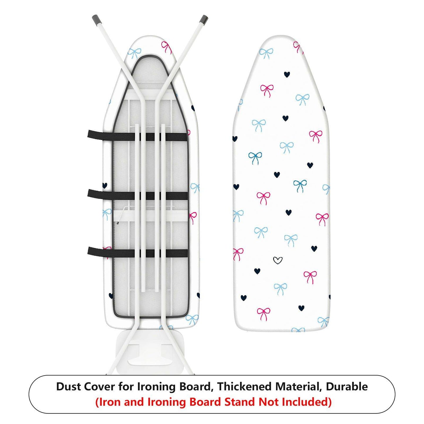 1-Piece Bow Heart Pattern Cute Durable Ironing Board Cover, Universal Size, Without Board