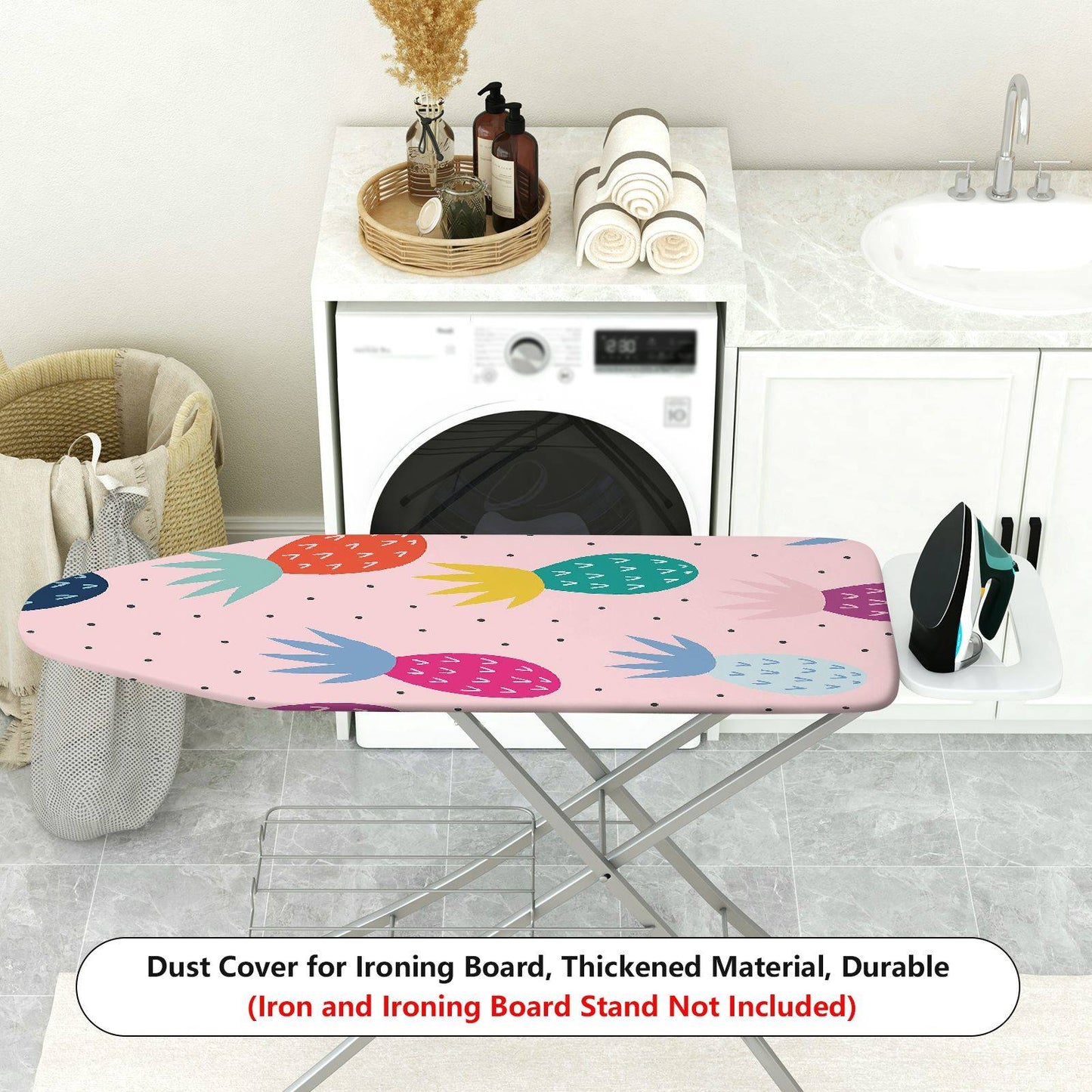 1-Piece Tropical Fruit Colorful Dots Ironing Board Cover, Universal Size, Without Board