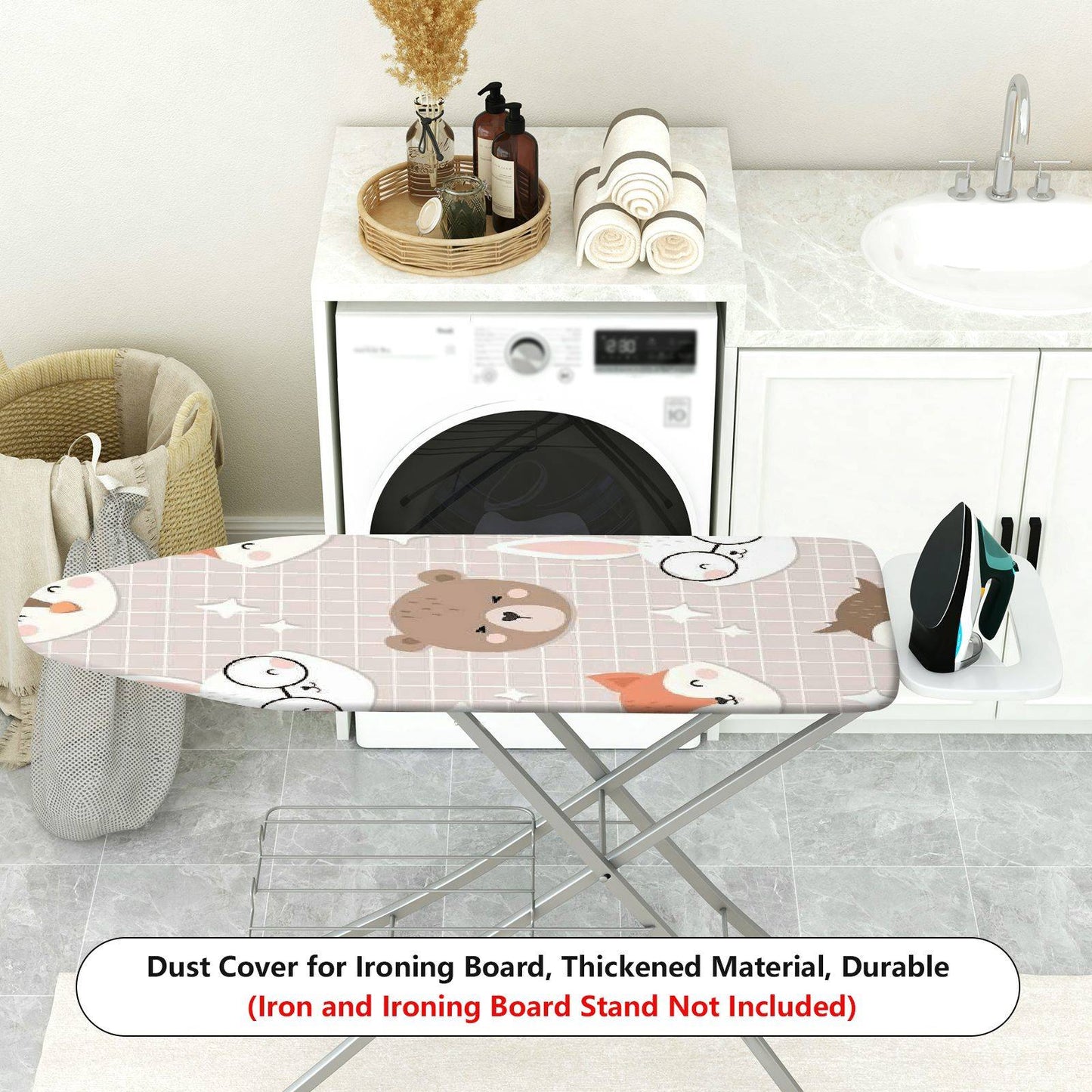 1-Piece Animal Cute Bear Rabbit Ironing Board Cover, Universal Size, Without Board
