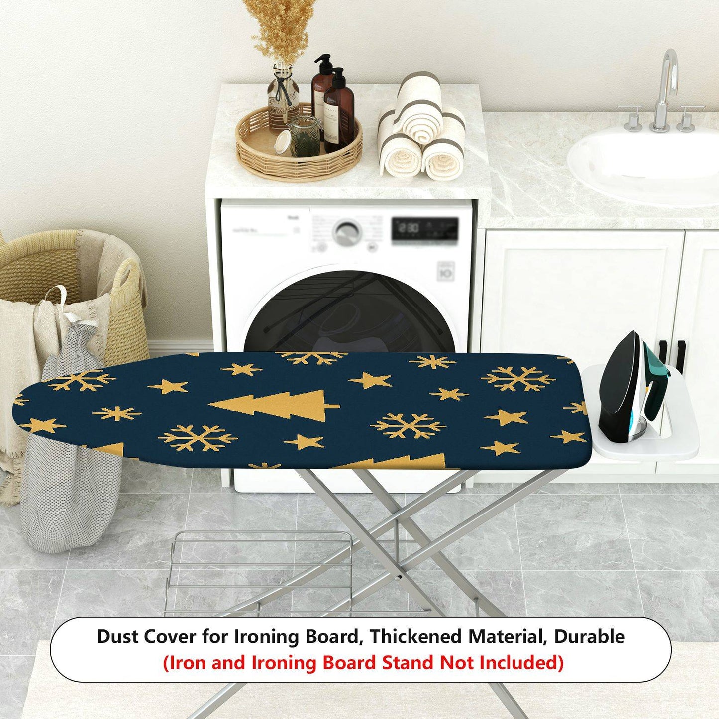 1-Piece Christmas Tree Snowflake Star Ironing Board Cover, Universal Size, Without Board