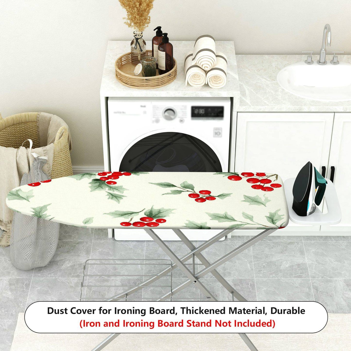 1-Piece Christmas Berry Holly Ironing Board Cover, Universal Size, Without Board