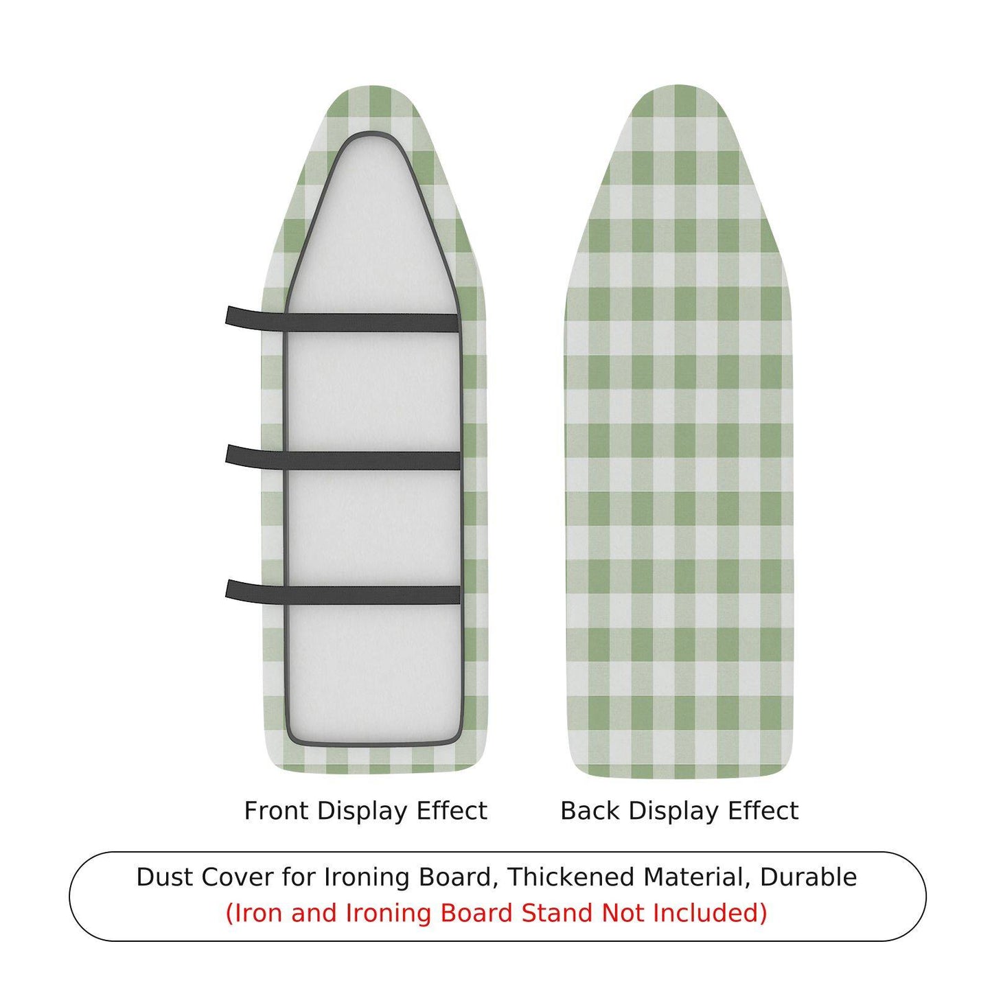 1-Piece Checkered Pattern Green Plaid Ironing Board Cover, Universal Size, Without Board