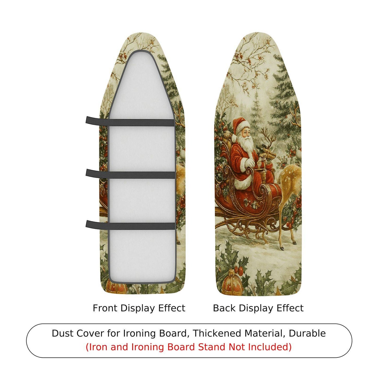 1-Piece Santa Claus Sleigh Reindeer Christmas Ironing Board Cover, Universal Size, Without Board
