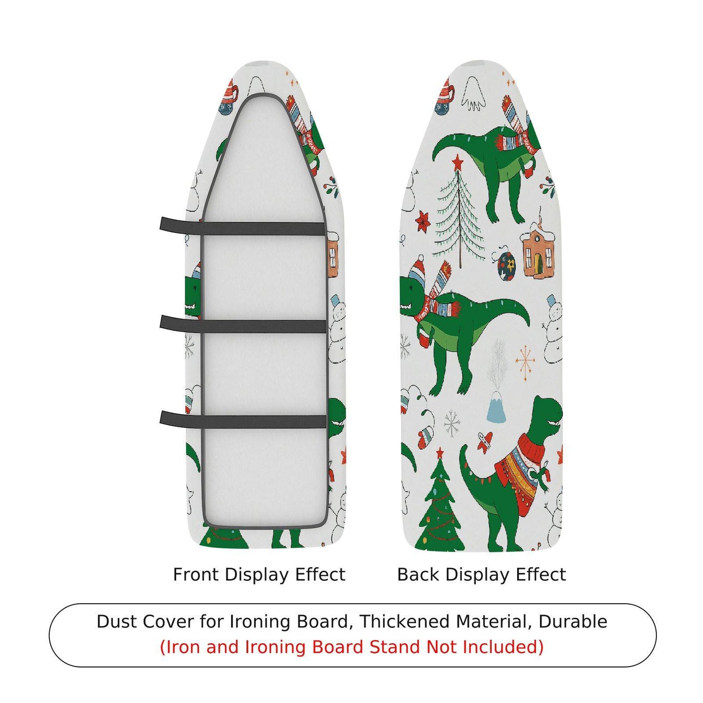 1-Piece Dinosaur Christmas Snowman Ironing Board Cover, Universal Size, Without Board