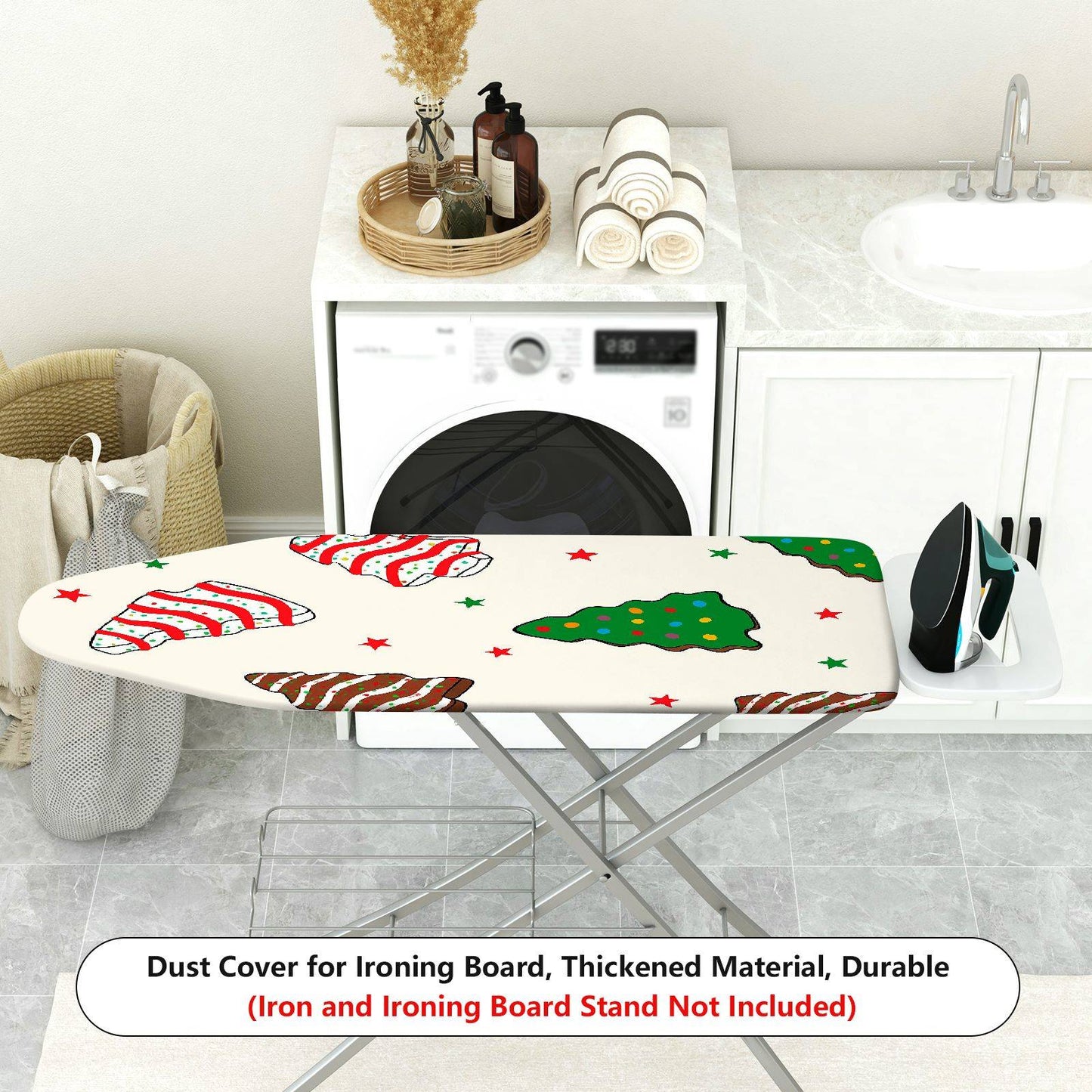 1-Piece Christmas Tree Star Bell Ironing Board Cover, Universal Size, Without Board