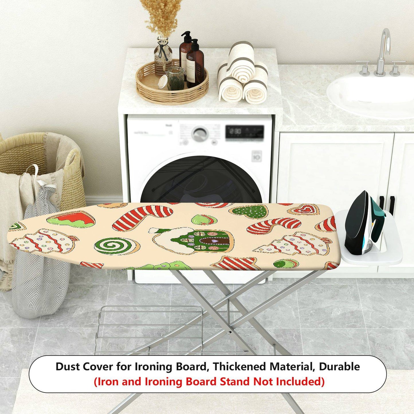 1-Piece Christmas Candy House Tree Ironing Board Cover, Universal Size, Without Board