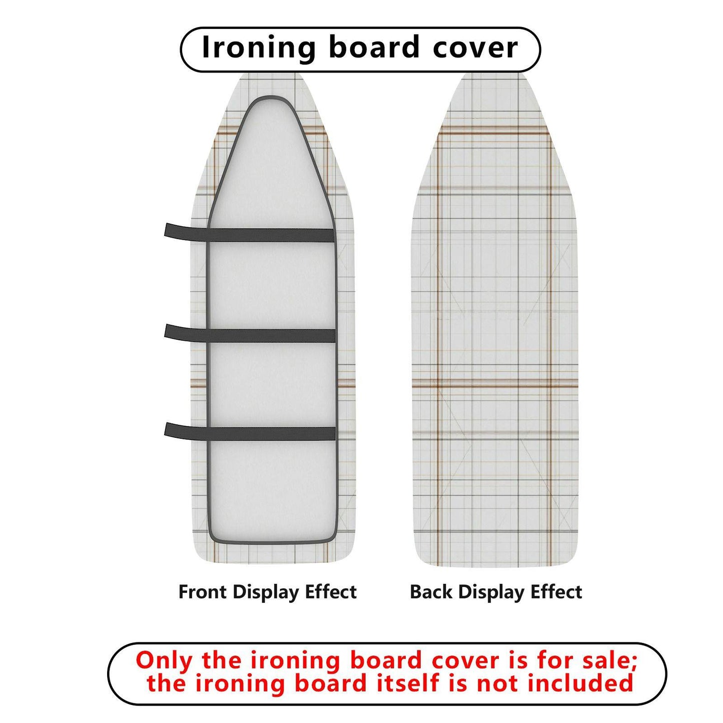 1-Piece Plaid Grid Pattern White Theme Ironing Board Cover, Universal Size, Without Board