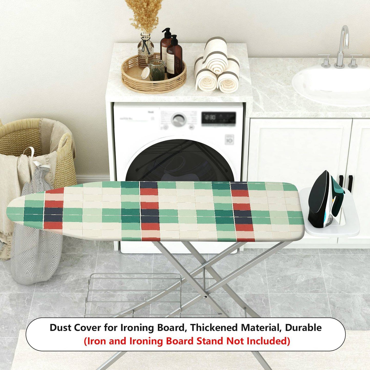 1-Piece Checkered Pattern Christmas Holiday Laundry theme Ironing Board Cover, Universal Size, Without Board